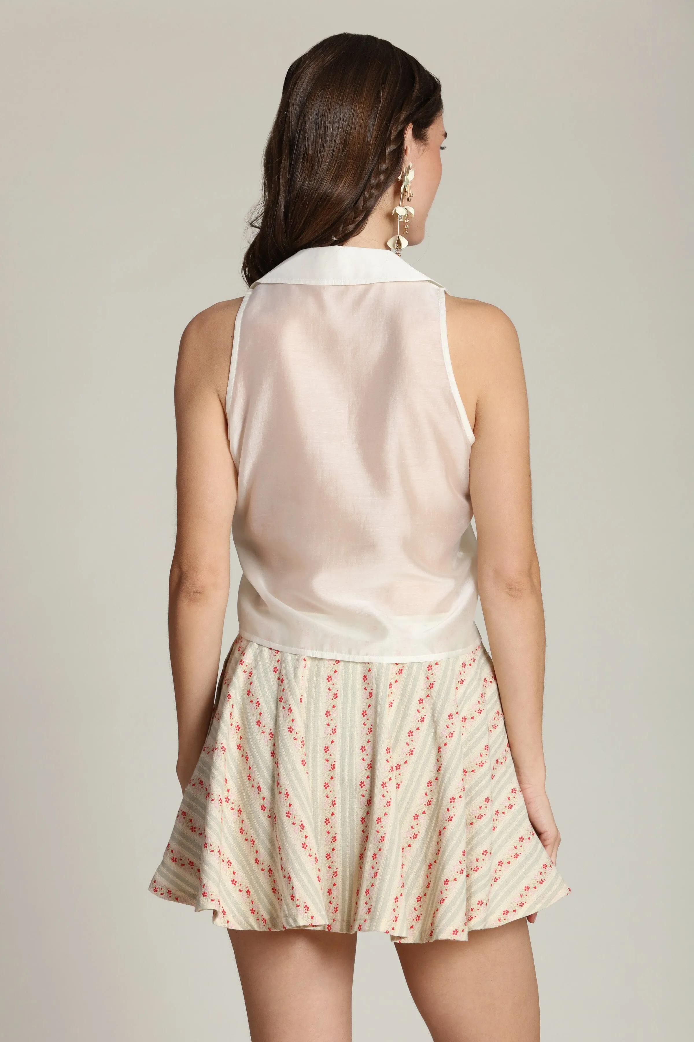 Tie Front Sleeveless Satin Top sold by Avec Les Filles product image thumbnail 5