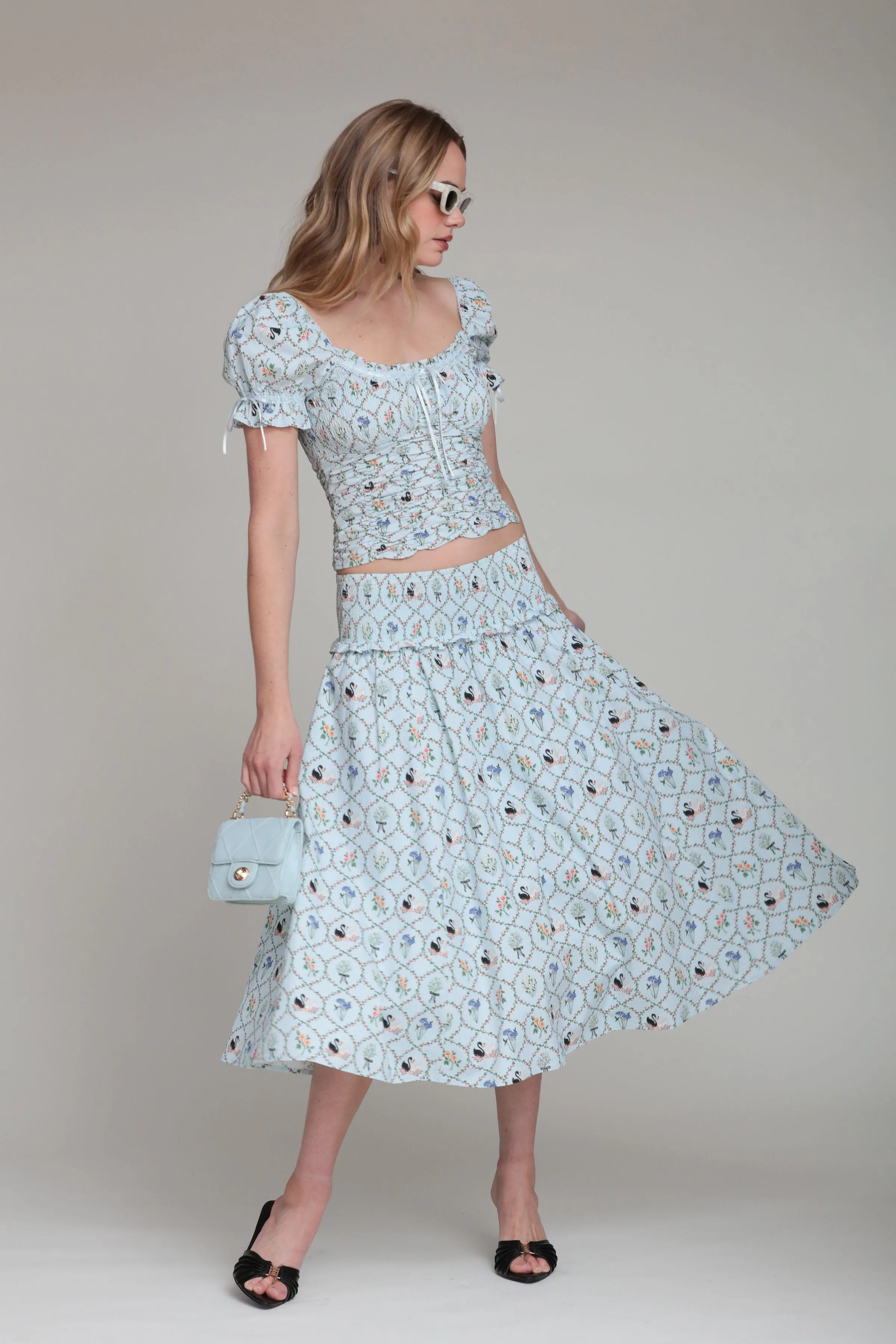 Floral Lattice Cotton Smock Top sold by Avec Les Filles product image thumbnail 2