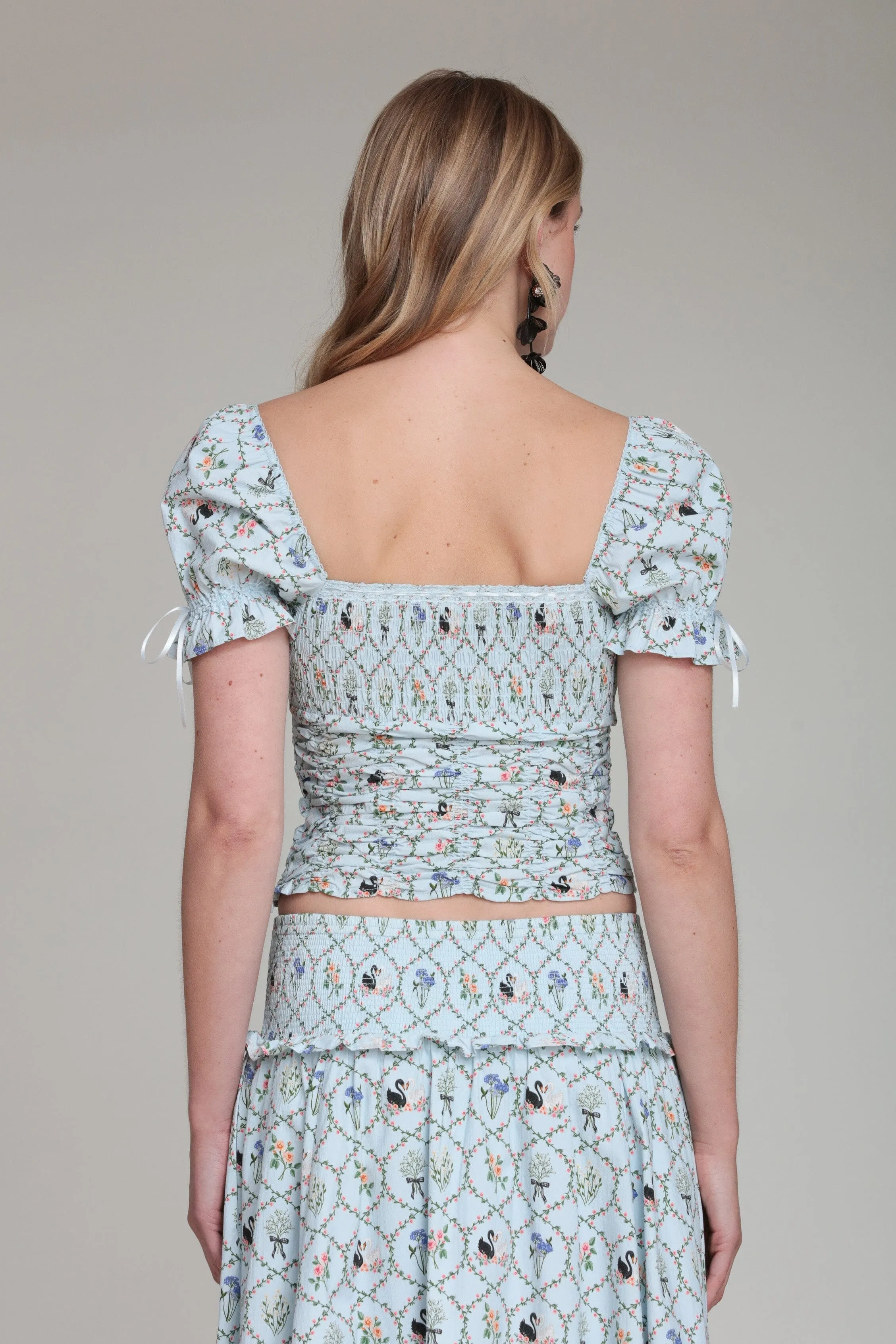 Floral Lattice Cotton Smock Top sold by Avec Les Filles product image thumbnail 5