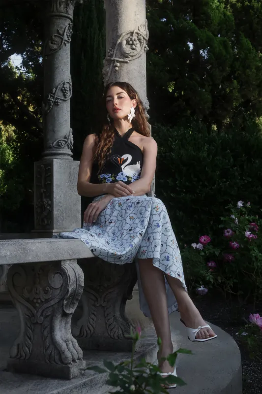 Swan Embroidered Halter Top made by Avec Les Filles