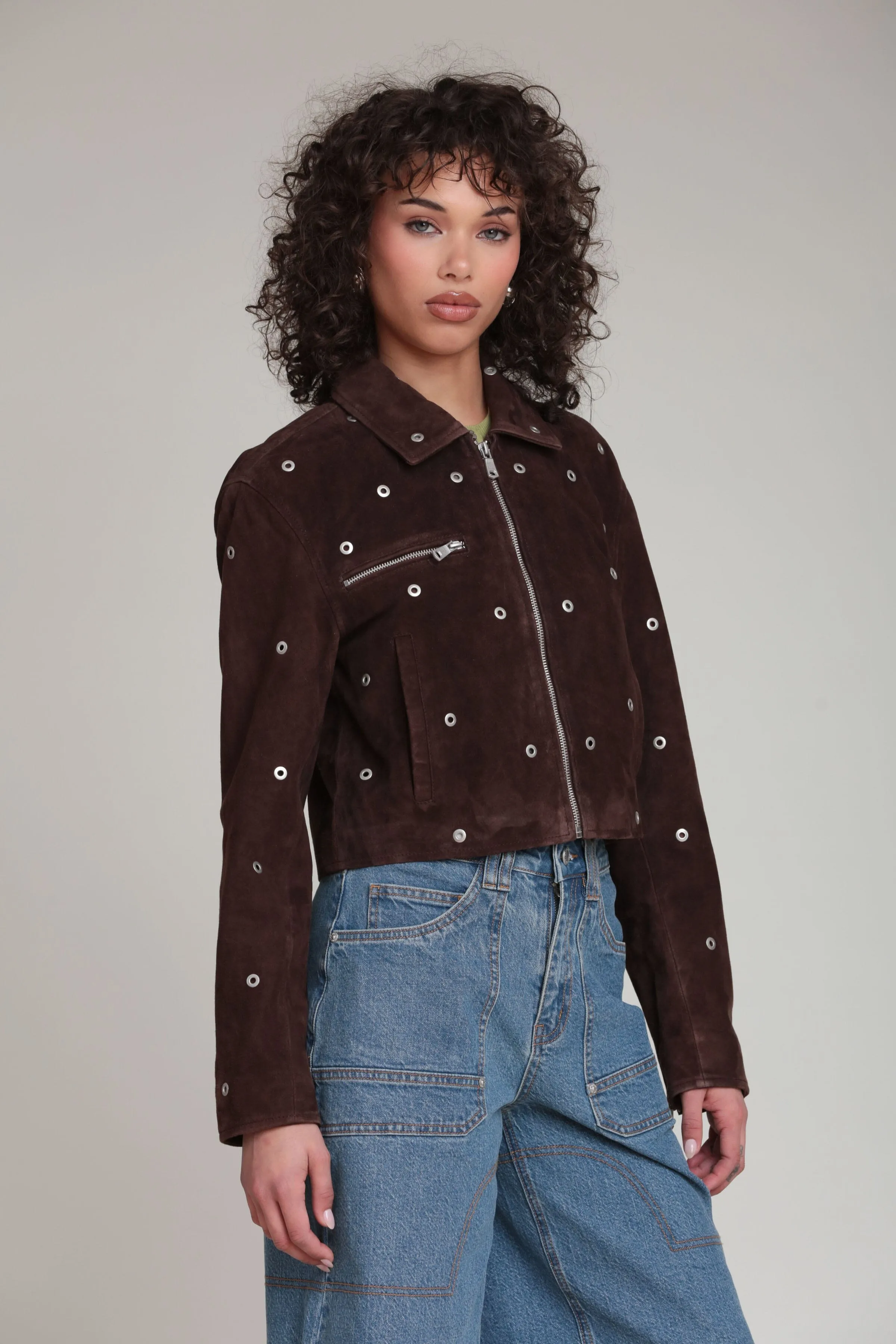 Genuine Suede Grommet Studded Jacket sold by Avec Les Filles product image thumbnail 4