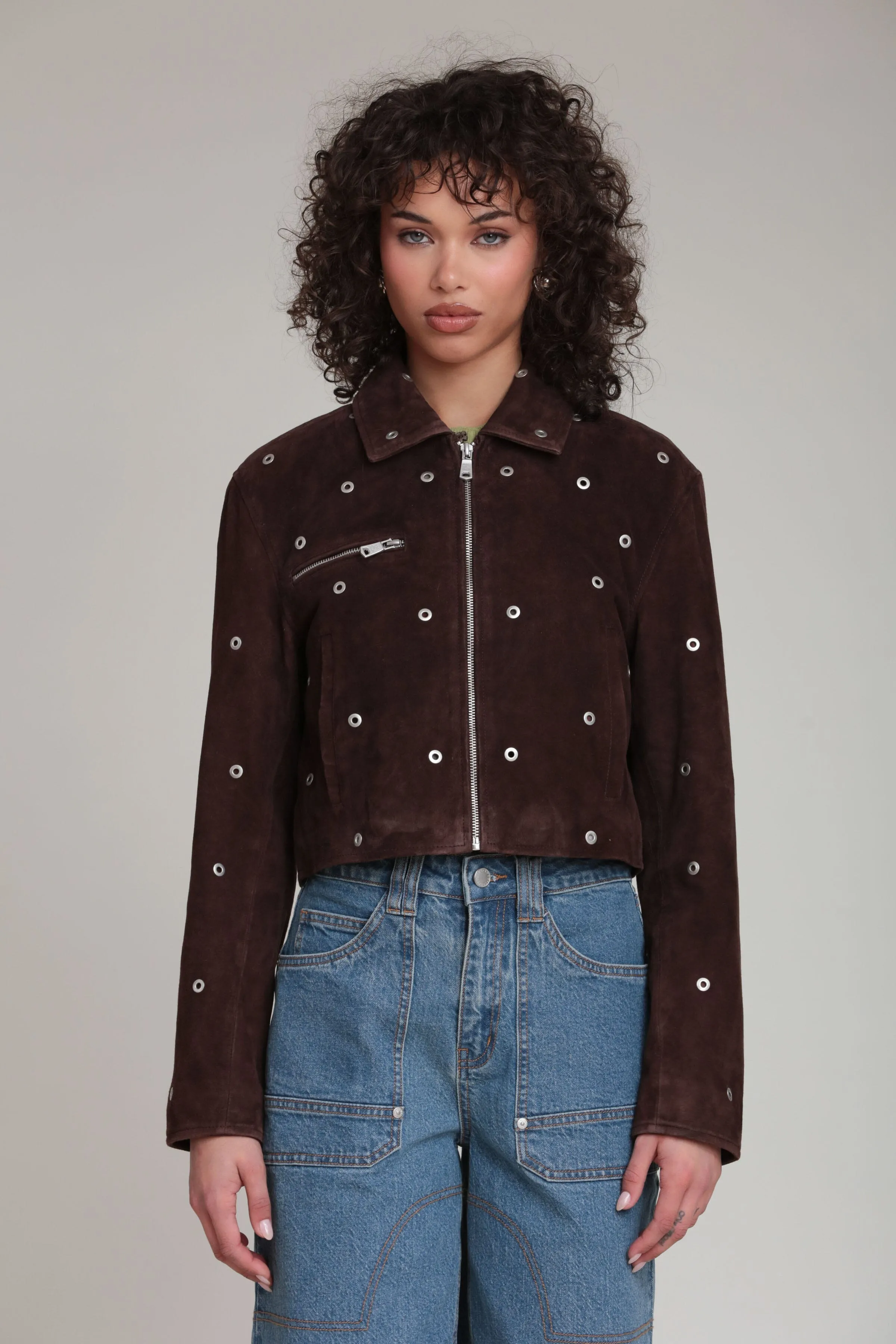 Genuine Suede Grommet Studded Jacket sold by Avec Les Filles product image thumbnail 3