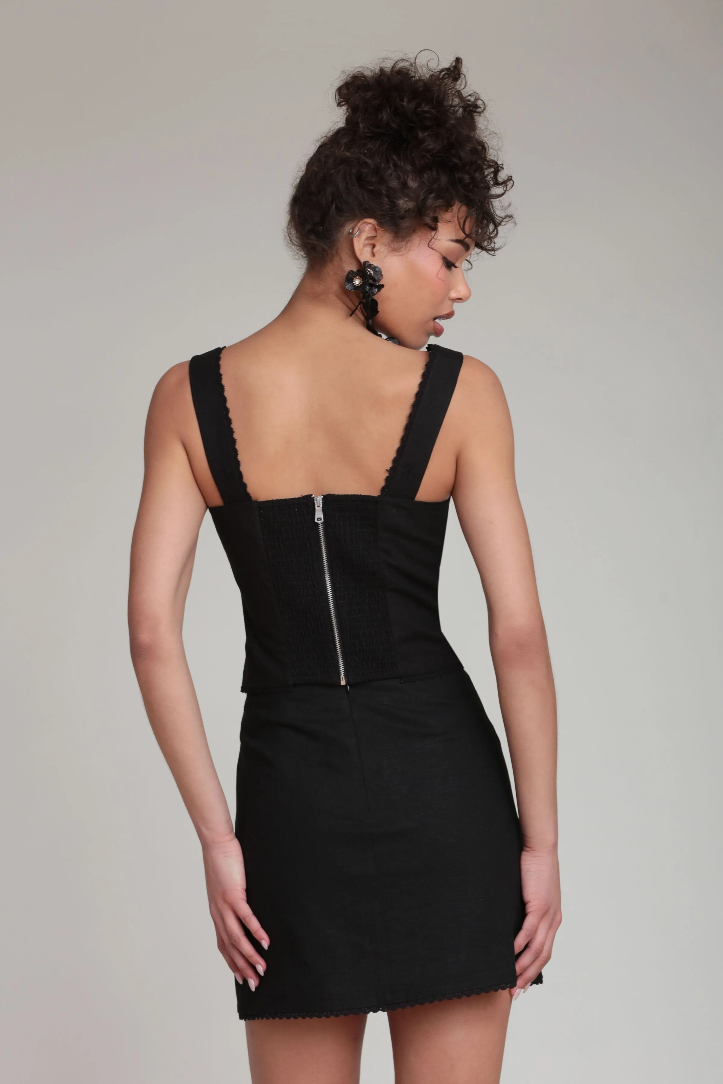 Embroidered Linen Blend Corset Top sold by Avec Les Filles product image thumbnail 5