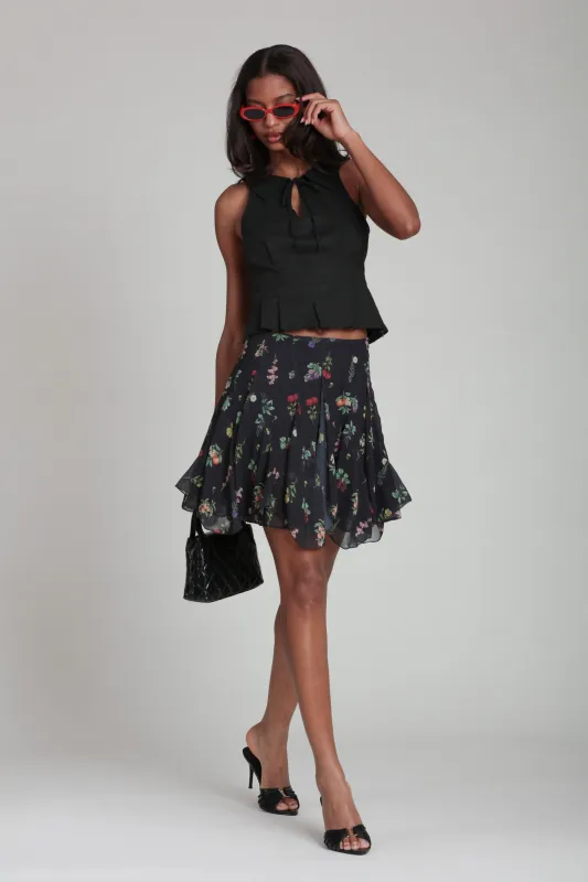 Floral Chiffon Bias Ruffle Mini Skirt made by Avec Les Filles