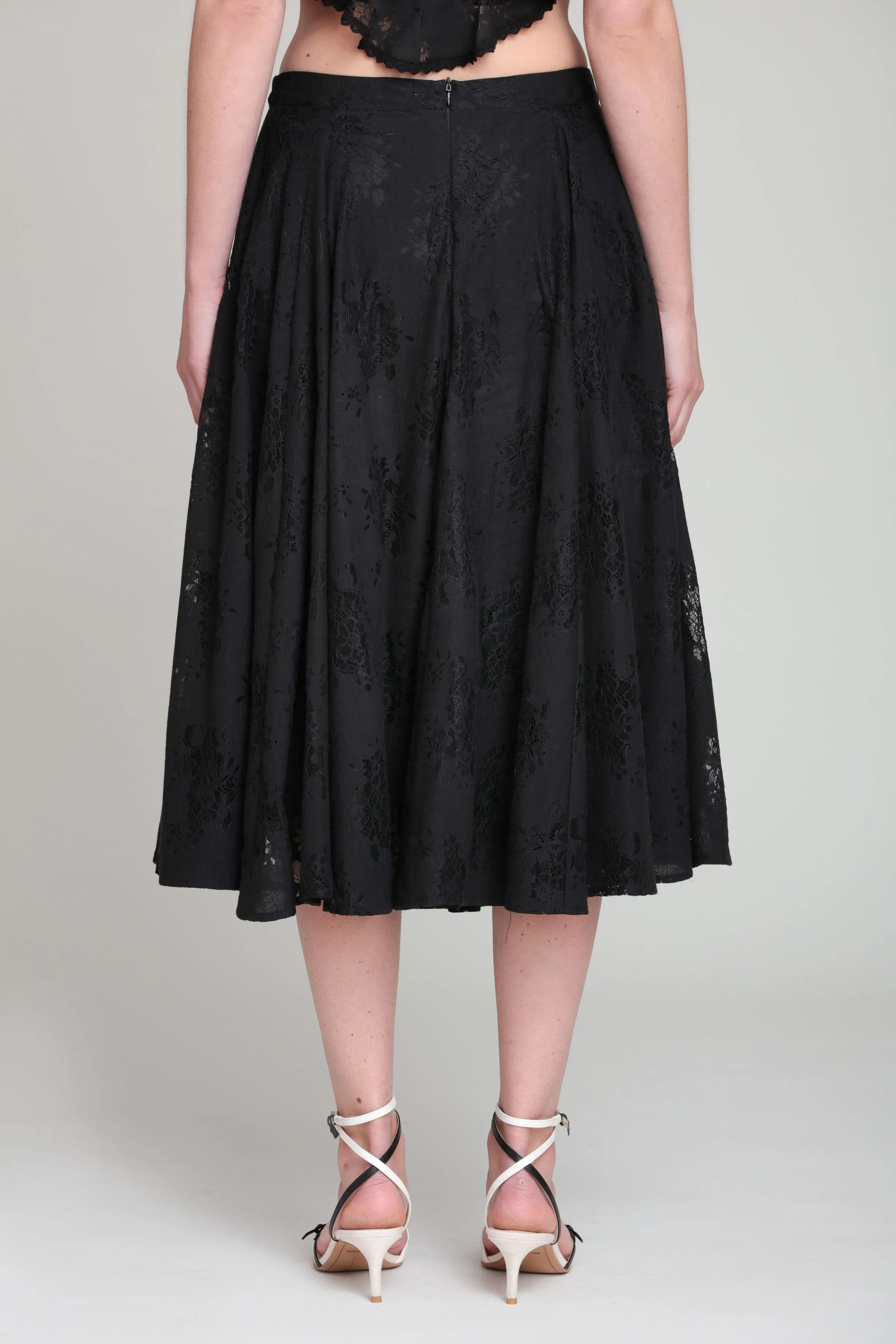 Cotton Blend Lace Flared Maxi Skirt sold by Avec Les Filles product image thumbnail 5