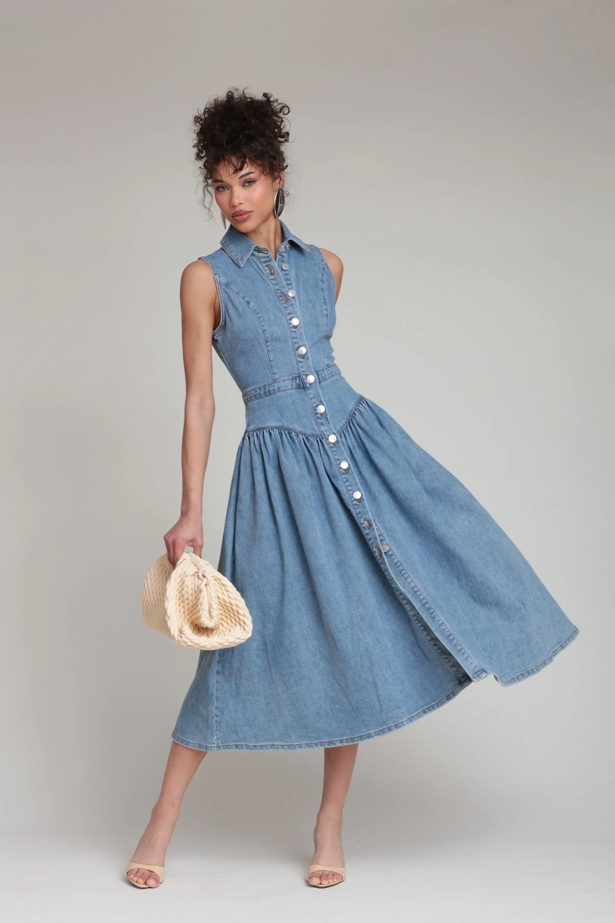 Denim Drop Waist Shirtdress sold by Avec Les Filles product image thumbnail 2