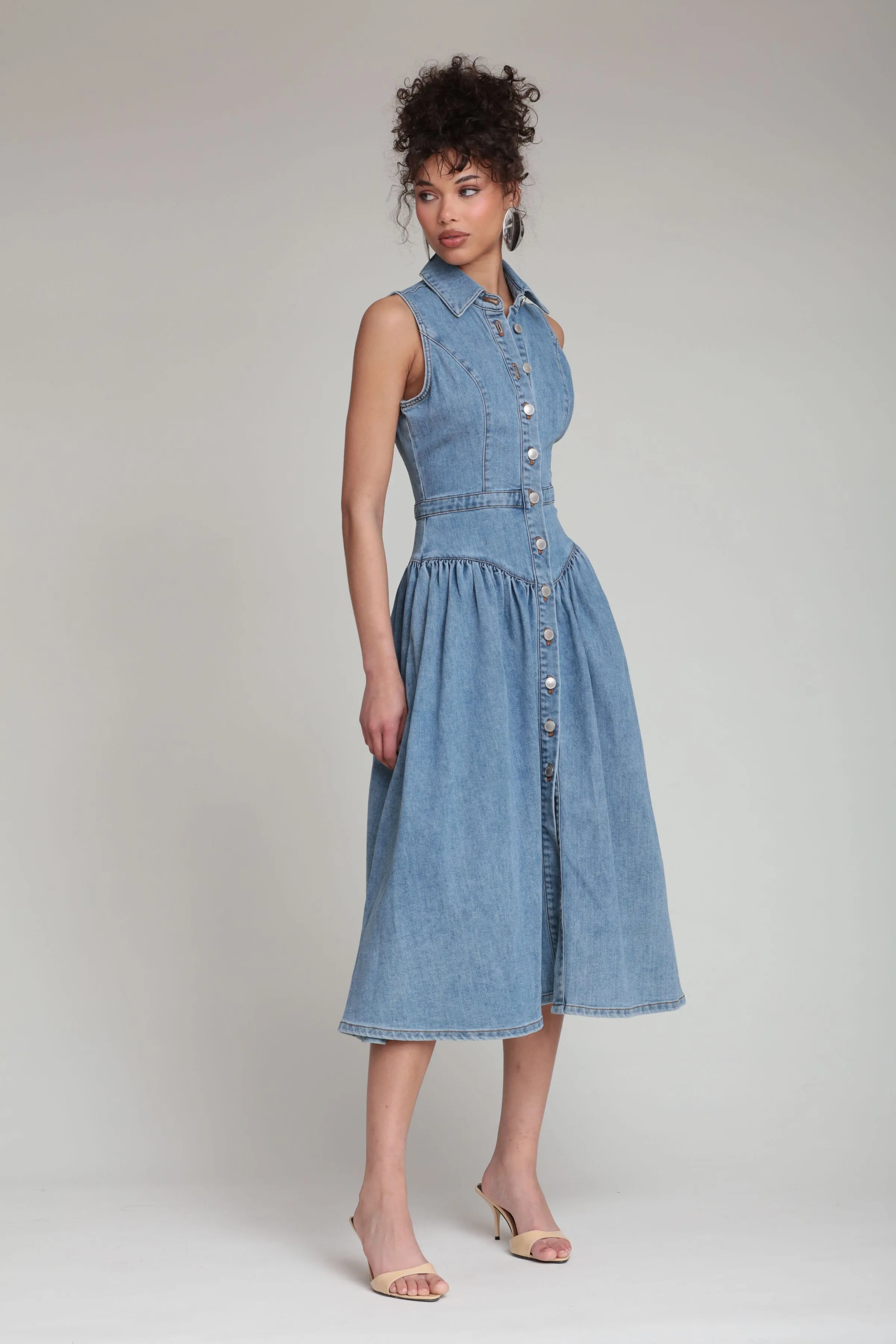 Denim Drop Waist Shirtdress sold by Avec Les Filles product image thumbnail 4