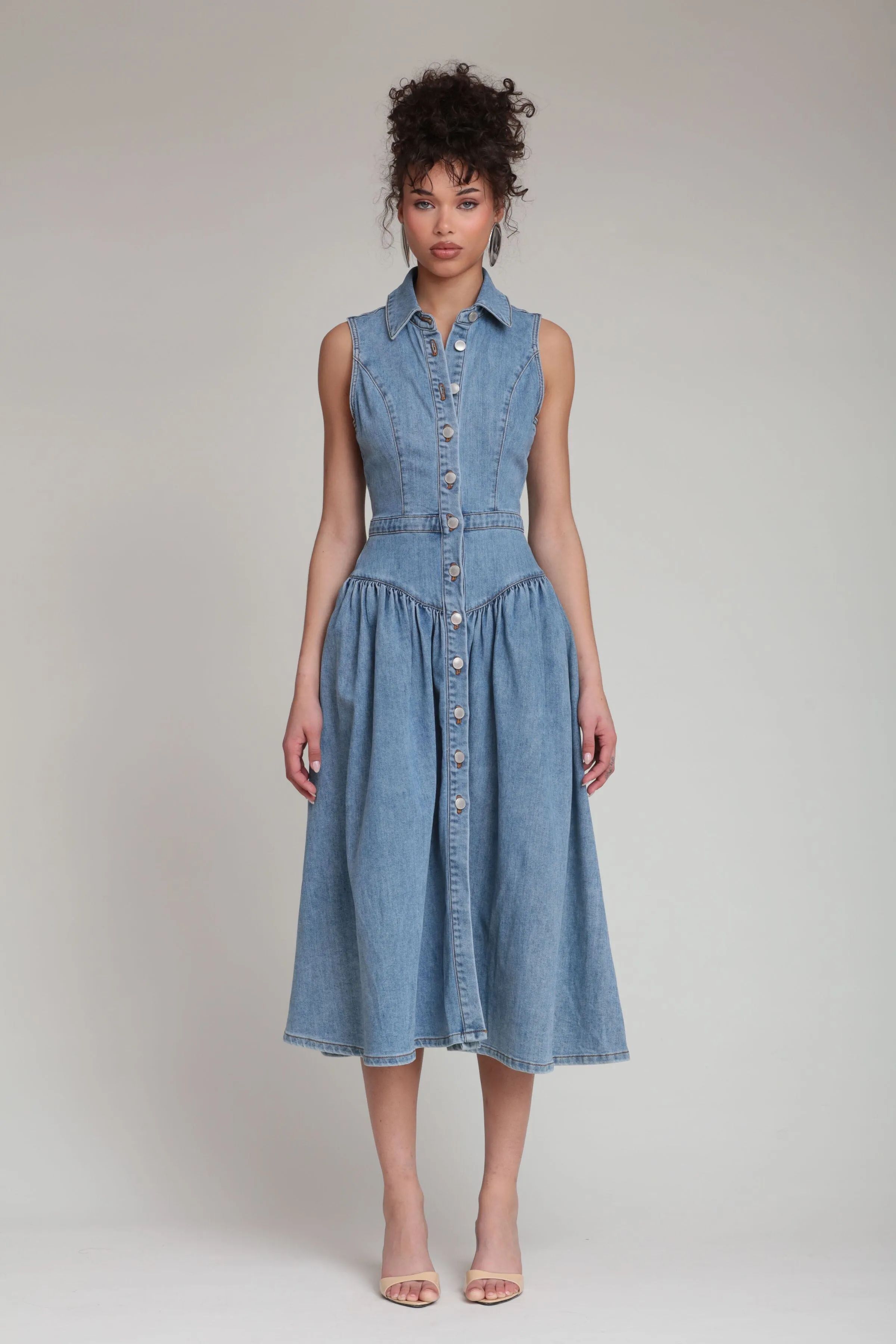 Denim Drop Waist Shirtdress sold by Avec Les Filles product image thumbnail 3