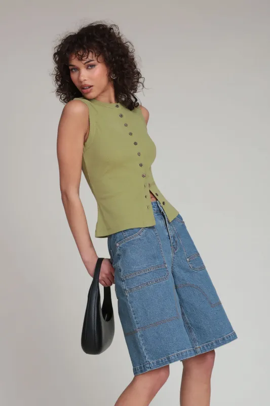 Denim Cargo Bermuda Shorts made by Avec Les Filles