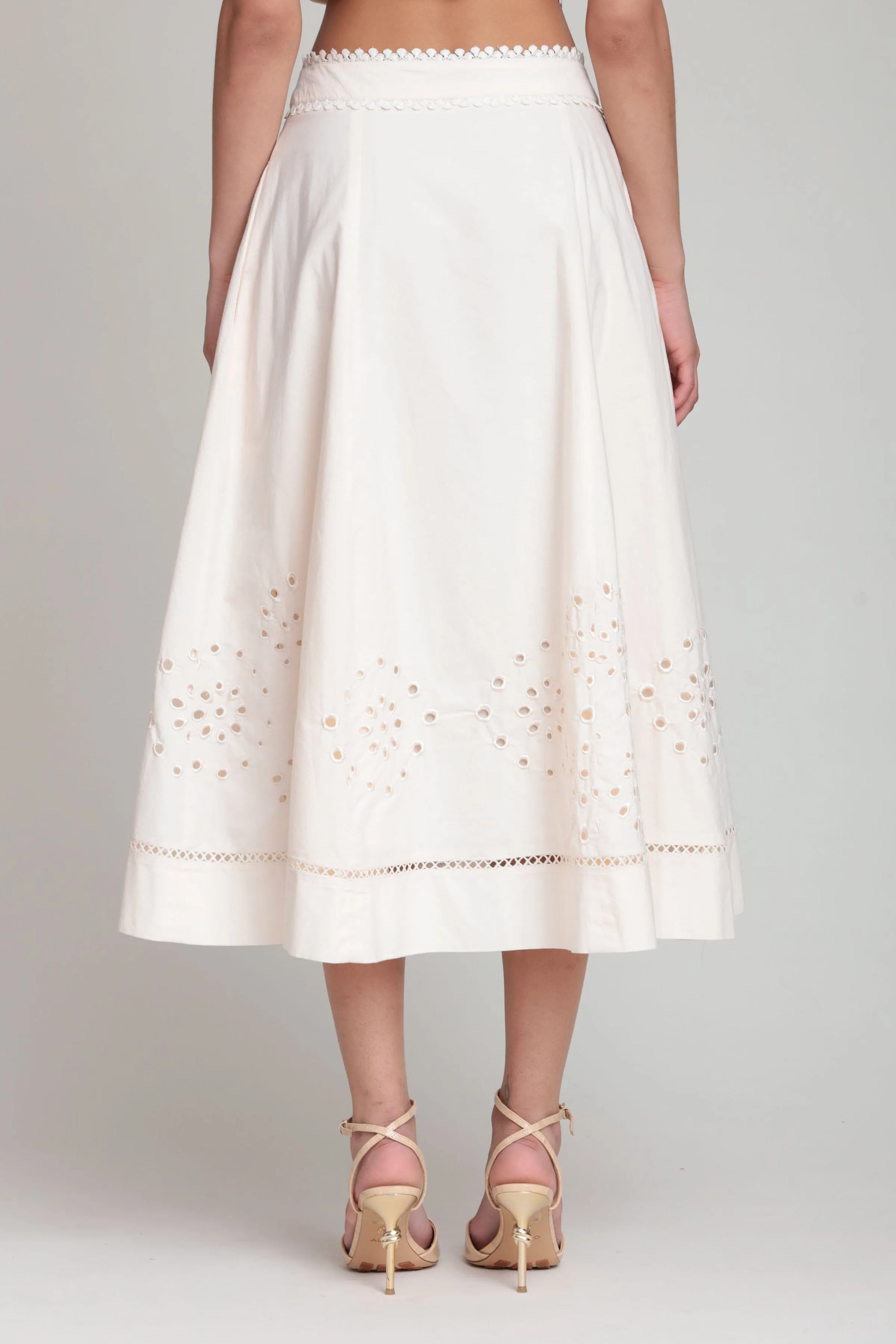 Cotton Embroidered Button Front Midi Skirt sold by Avec Les Filles product image thumbnail 5
