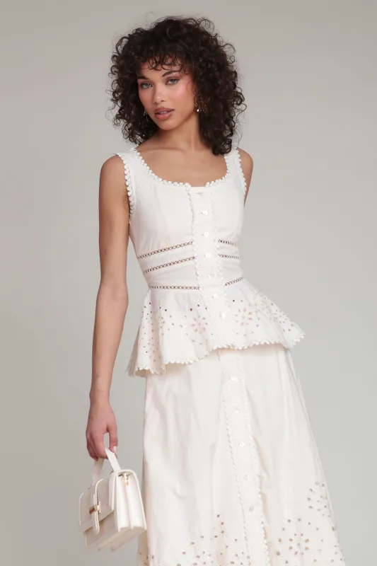 Cotton Embroidered Peplum Top made by Avec Les Filles