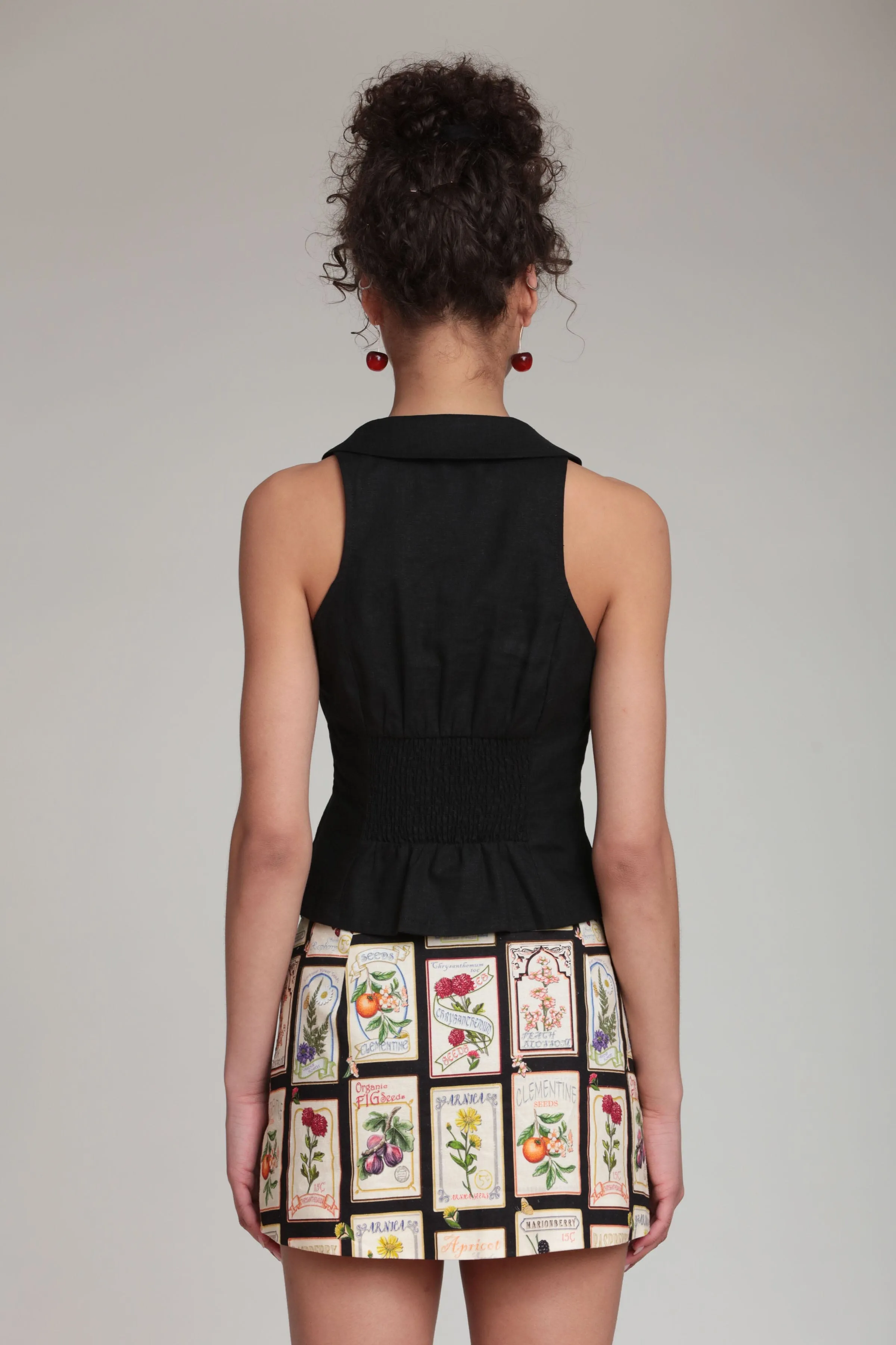 Linen Blend Tie Collared Peplum Top sold by Avec Les Filles product image thumbnail 5