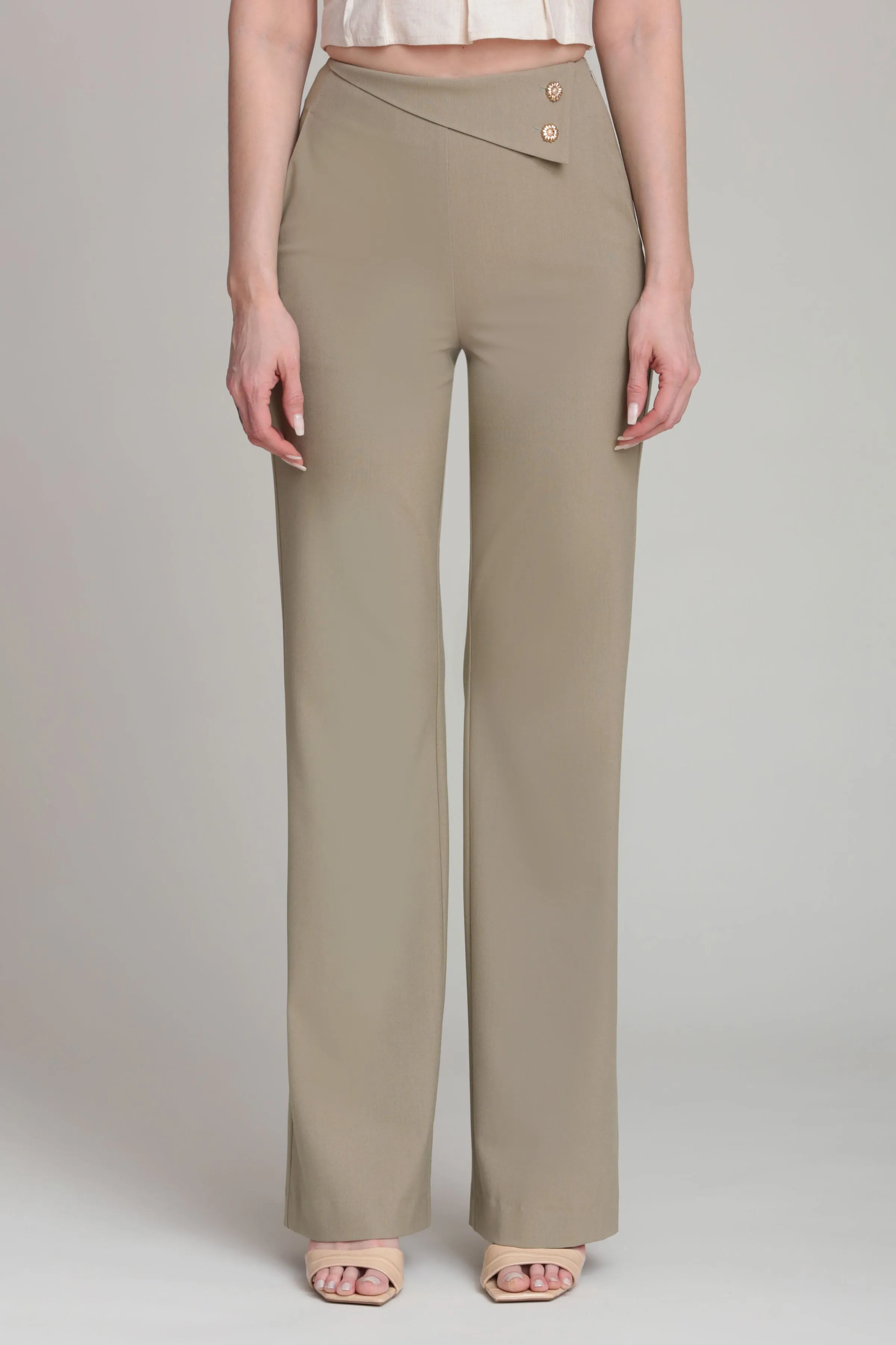 Asymmetric Waist Tailored Flare Pant sold by Avec Les Filles product image thumbnail 4