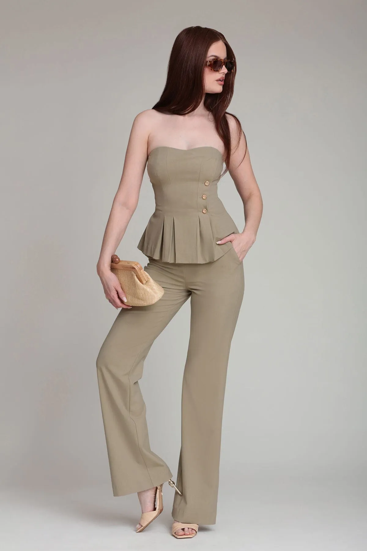 Asymmetric Waist Tailored Flare Pant sold by Avec Les Filles product image thumbnail 2