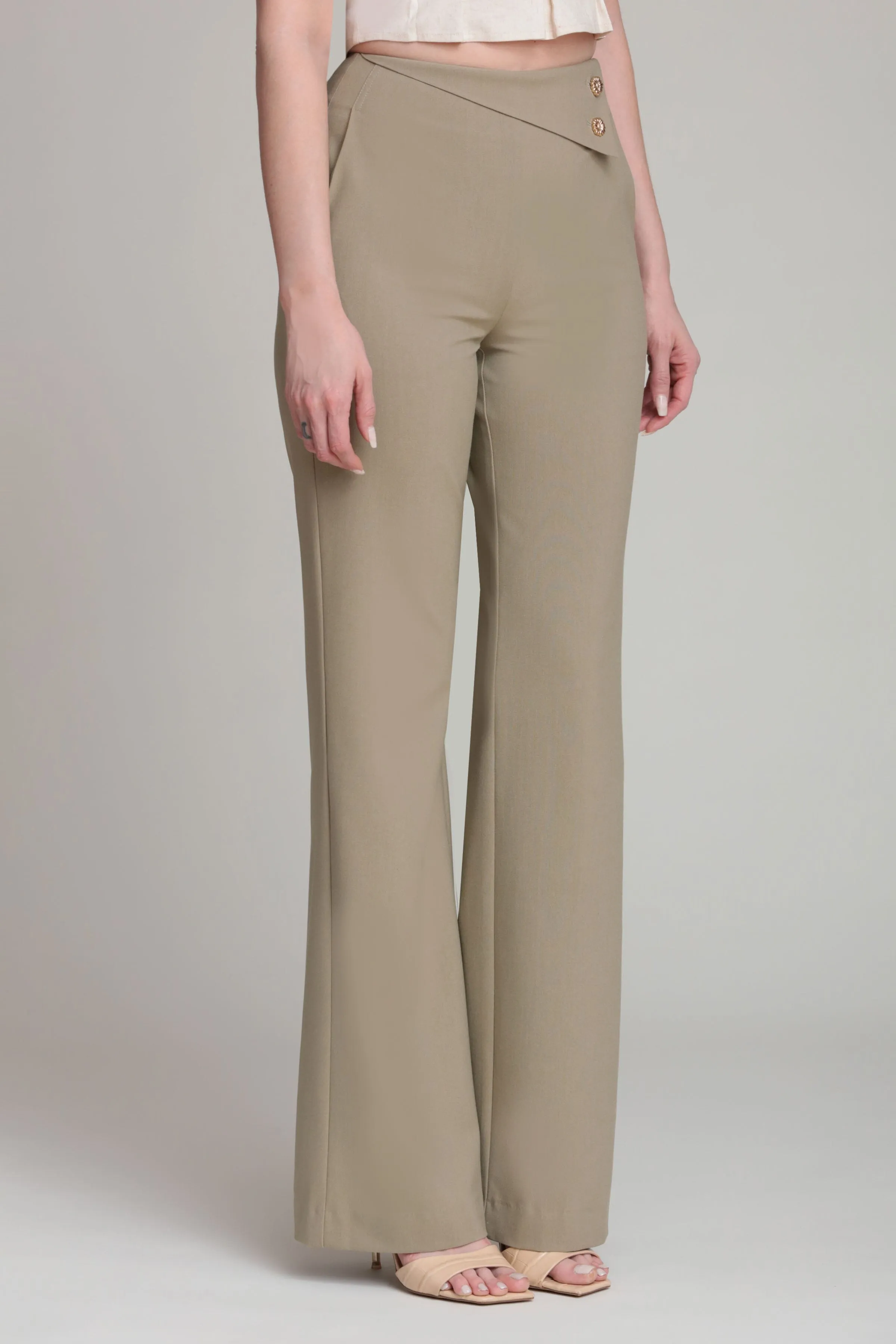 Asymmetric Waist Tailored Flare Pant sold by Avec Les Filles product image thumbnail 5