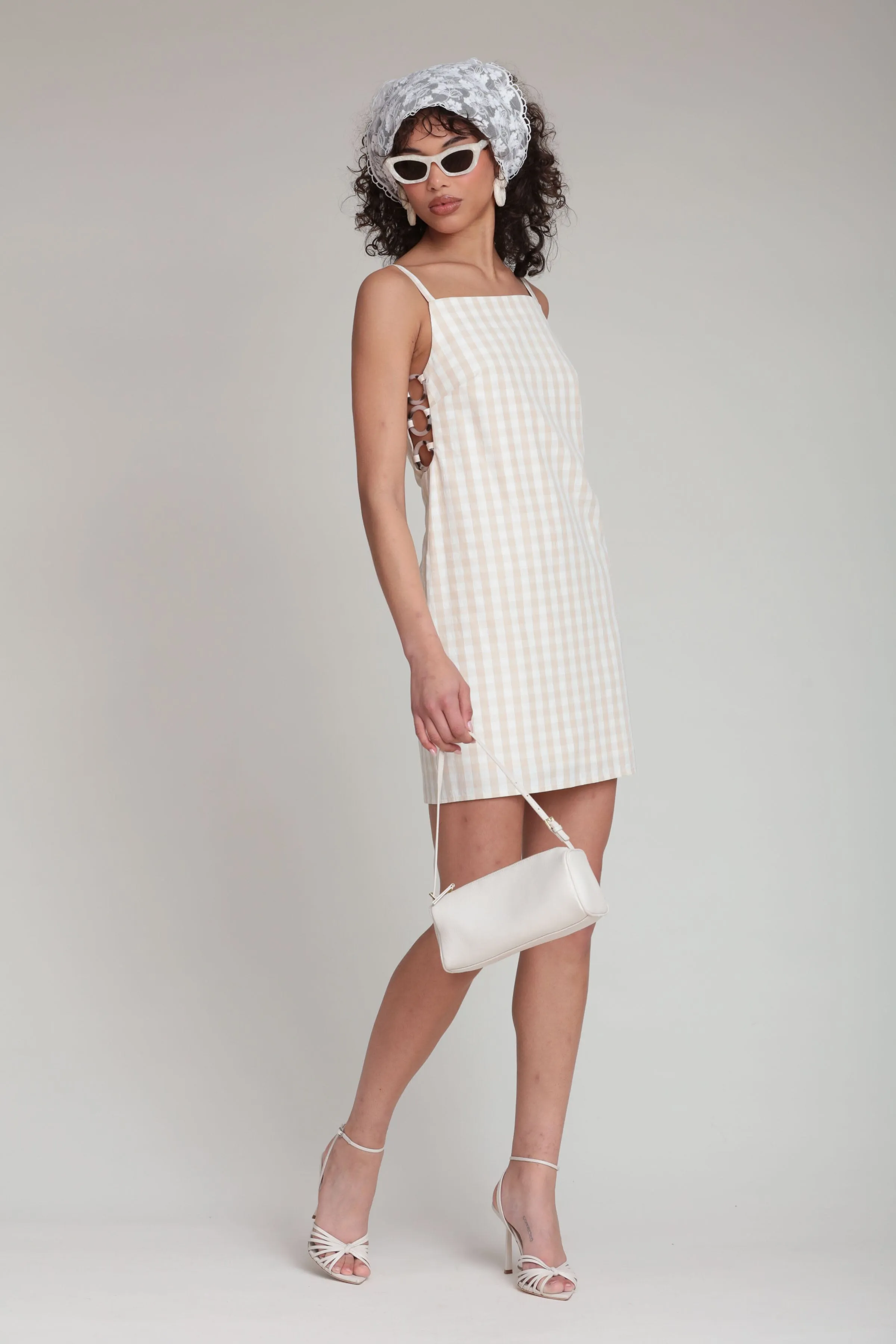 Gingham Seersucker Mini Shift Dress sold by Avec Les Filles product image thumbnail 2