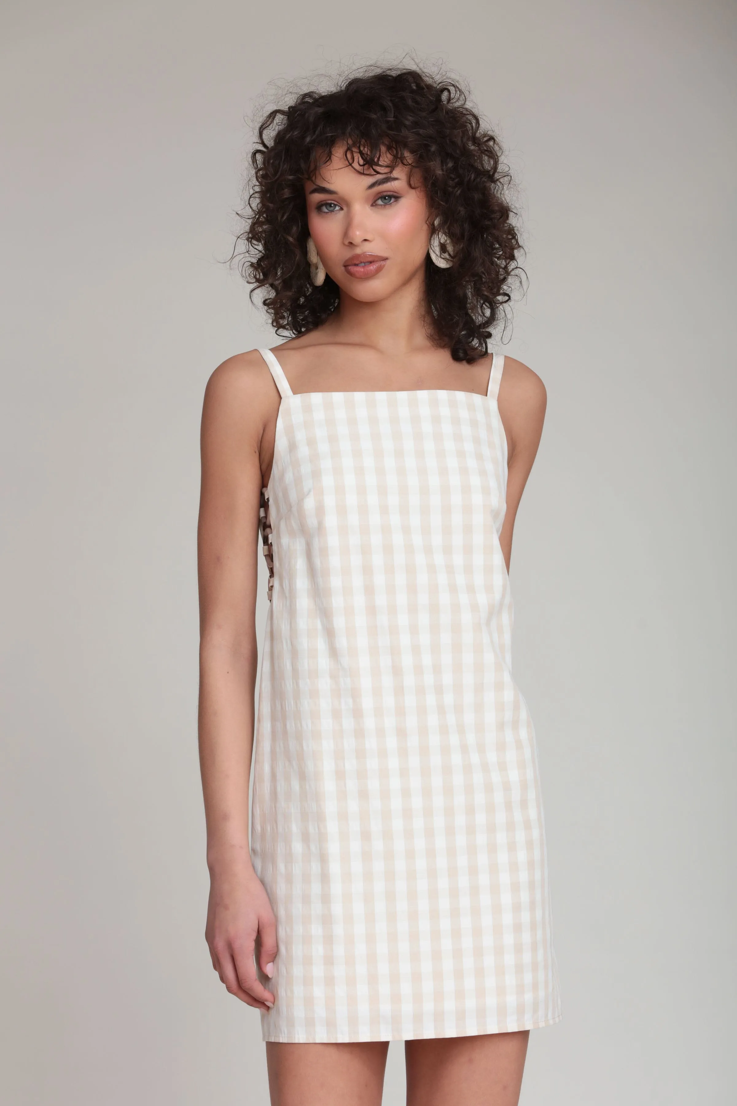Gingham Seersucker Mini Shift Dress sold by Avec Les Filles product image thumbnail 4