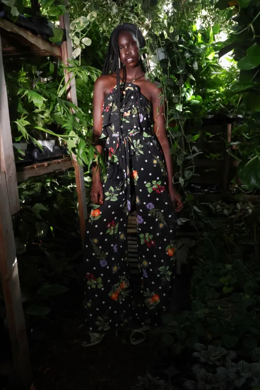 Floral Polka Dot Chiffon Jumpsuit made by Avec Les Filles