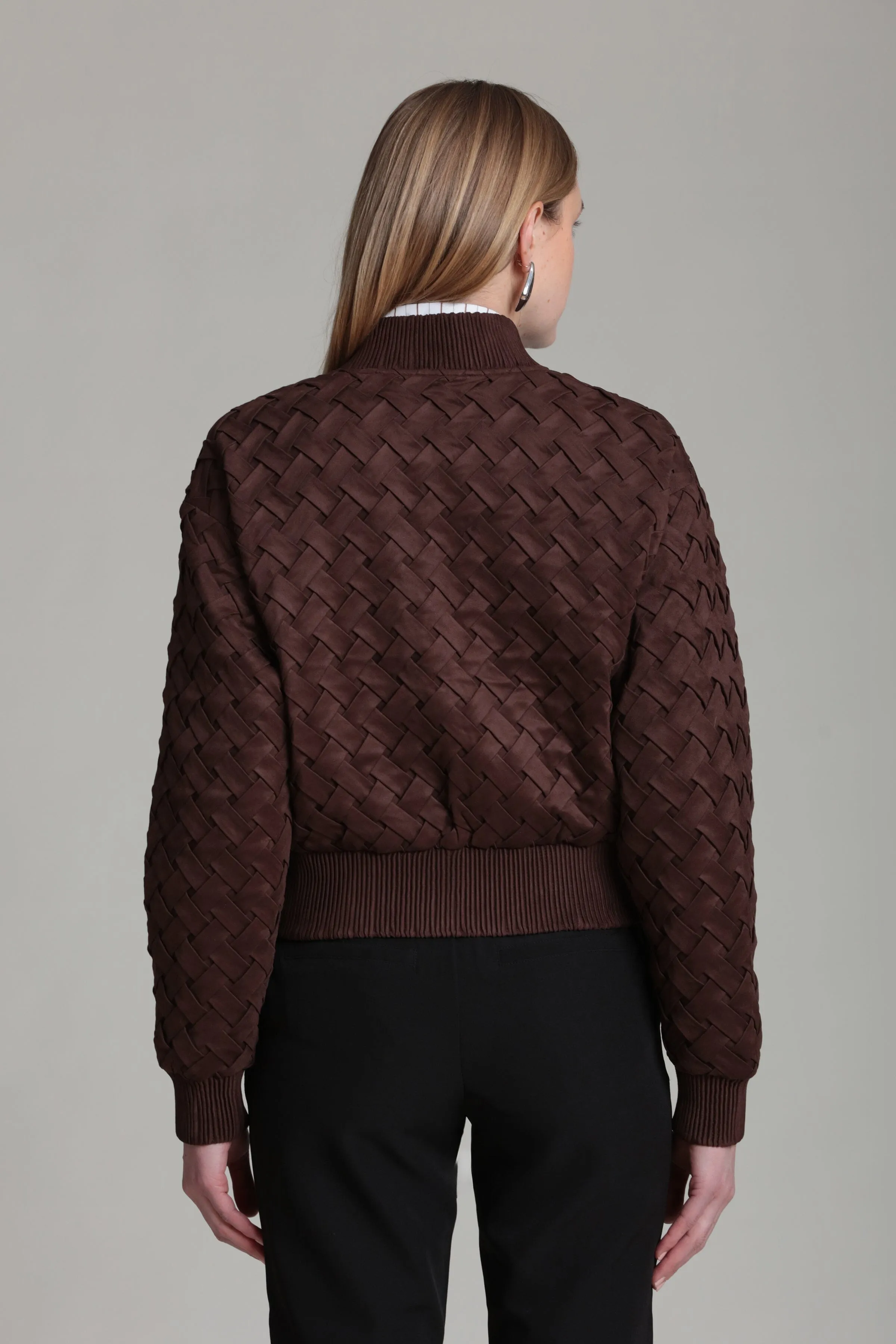 Faux Suede Woven Bomber Jacket sold by Avec Les Filles product image thumbnail 5