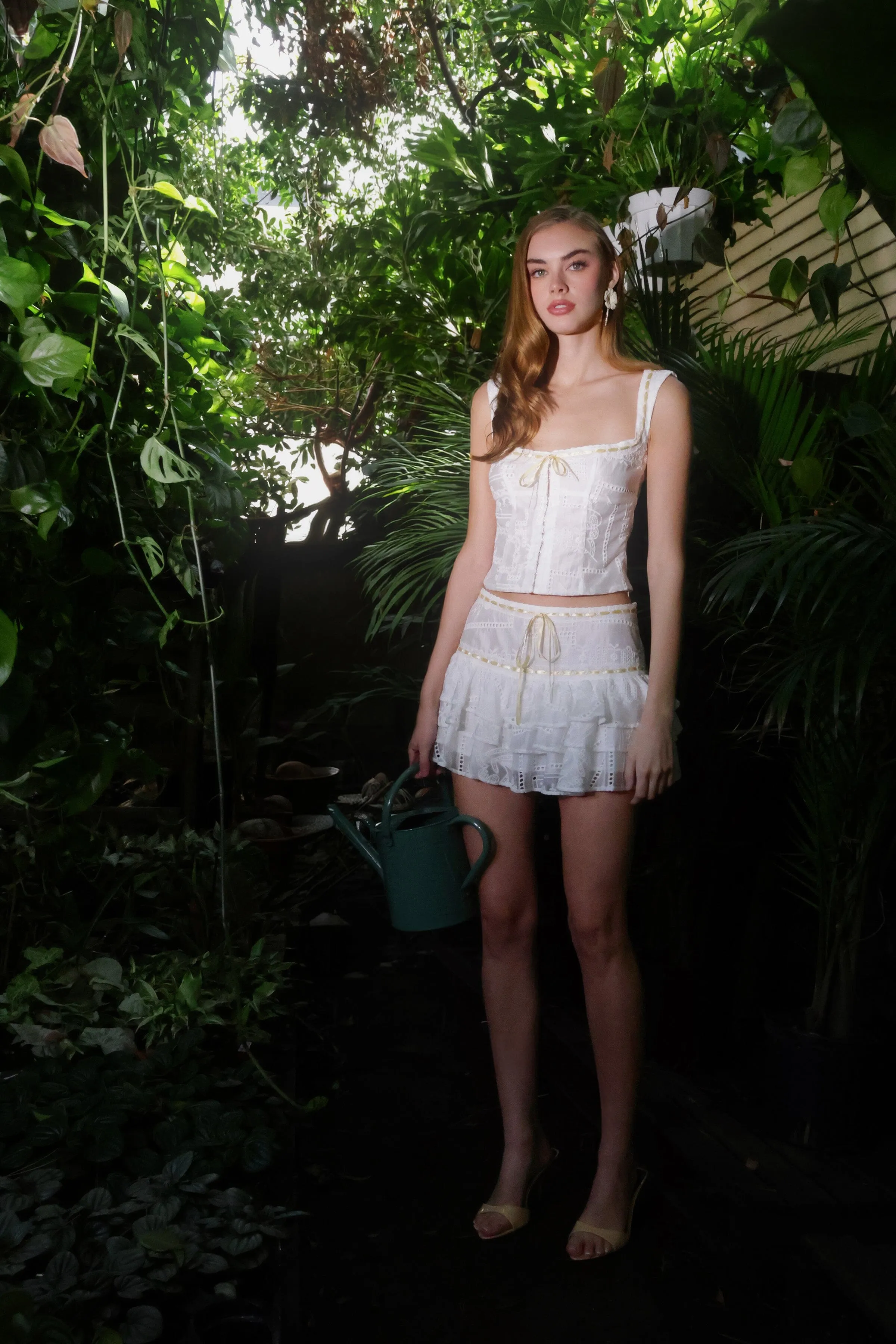 Tencel Embroidered Tiered Mini Skirt sold by Avec Les Filles
