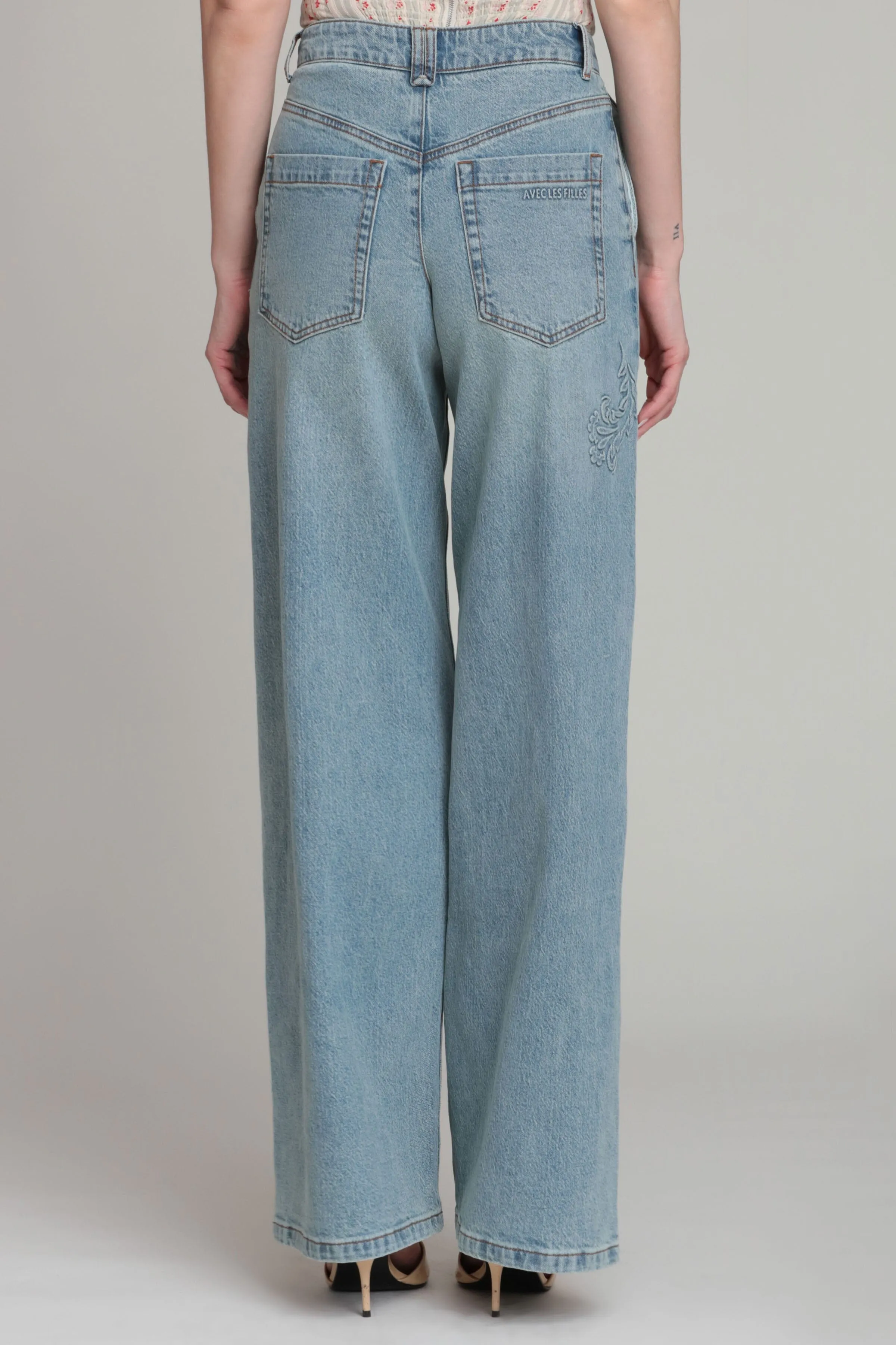 Embossed Wide Leg Jeans sold by Avec Les Filles product image thumbnail 5