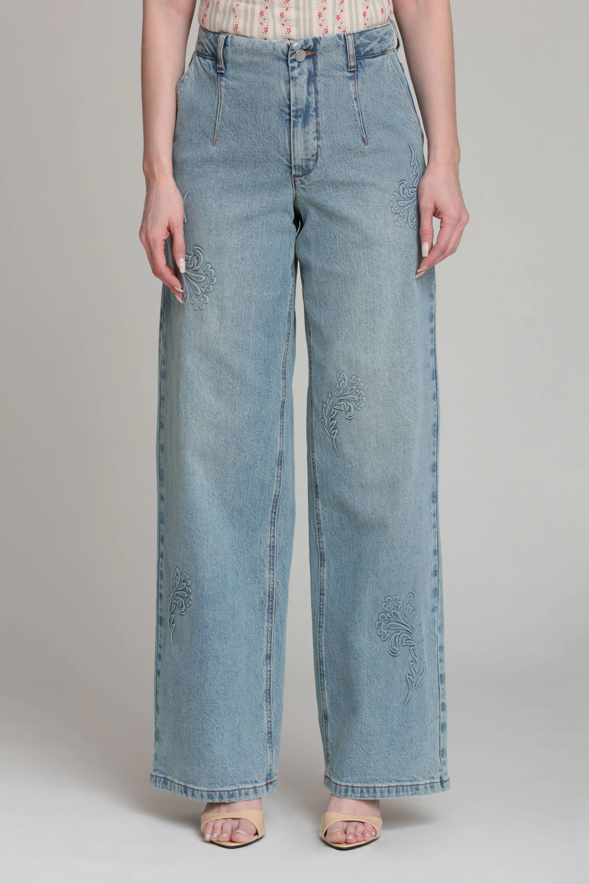 Embossed Wide Leg Jeans sold by Avec Les Filles product image thumbnail 3
