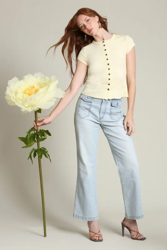 Patch Pocket Flare Jeans made by Avec Les Filles