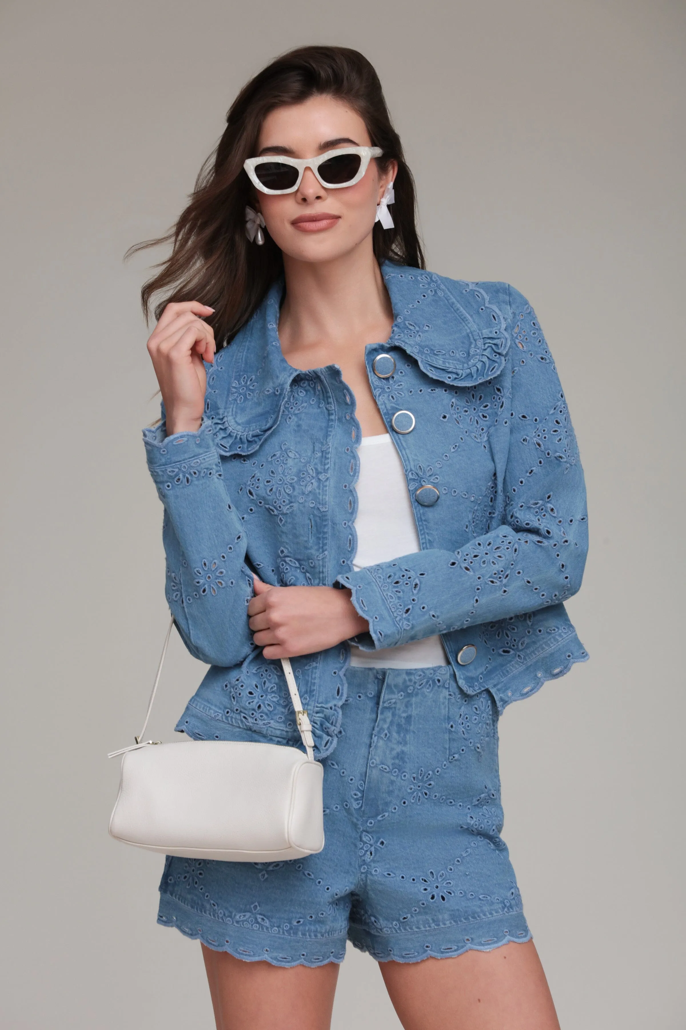 Embroidered Cotton Chambray Lady Jacket sold by Avec Les Filles