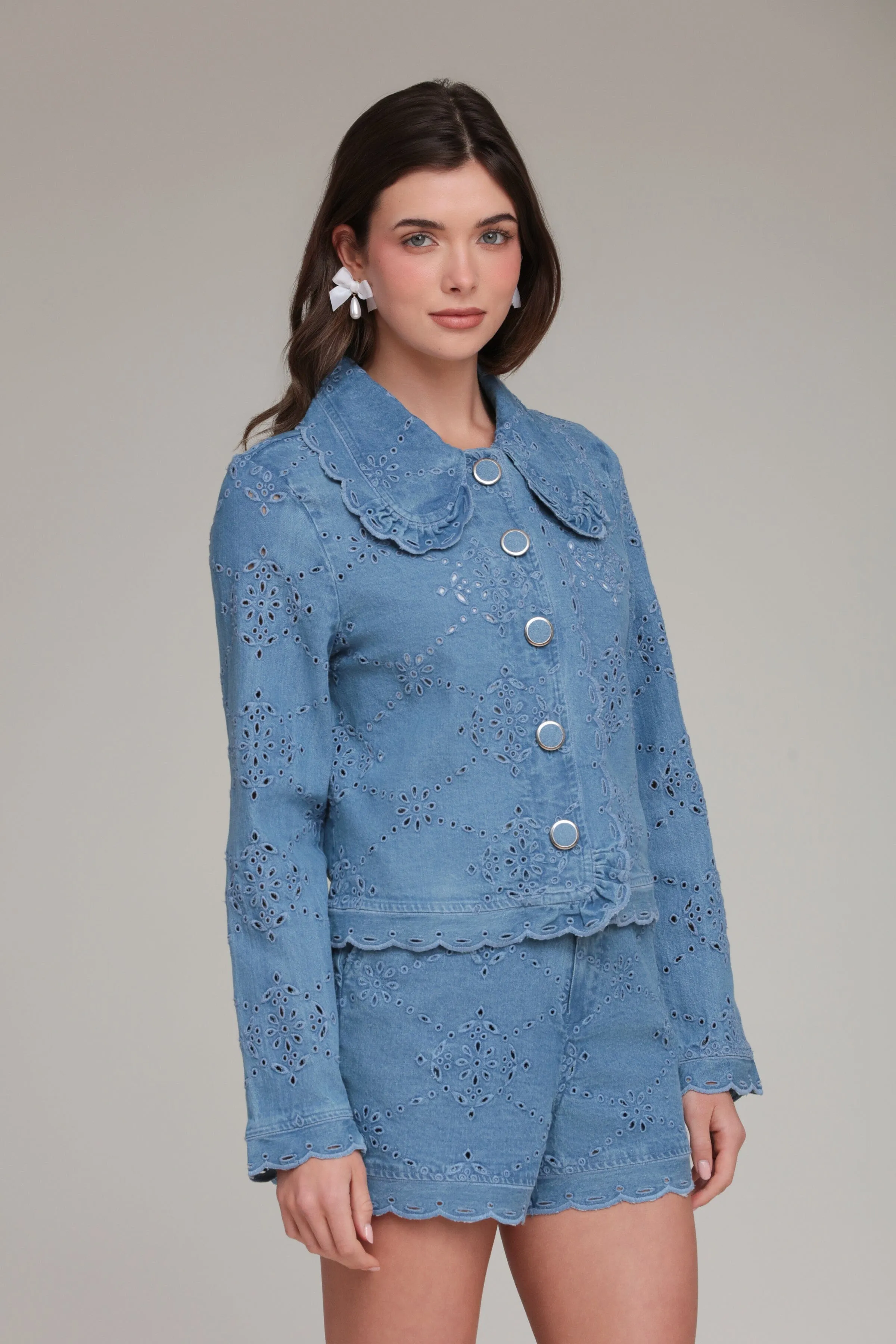 Embroidered Cotton Chambray Lady Jacket sold by Avec Les Filles product image thumbnail 4