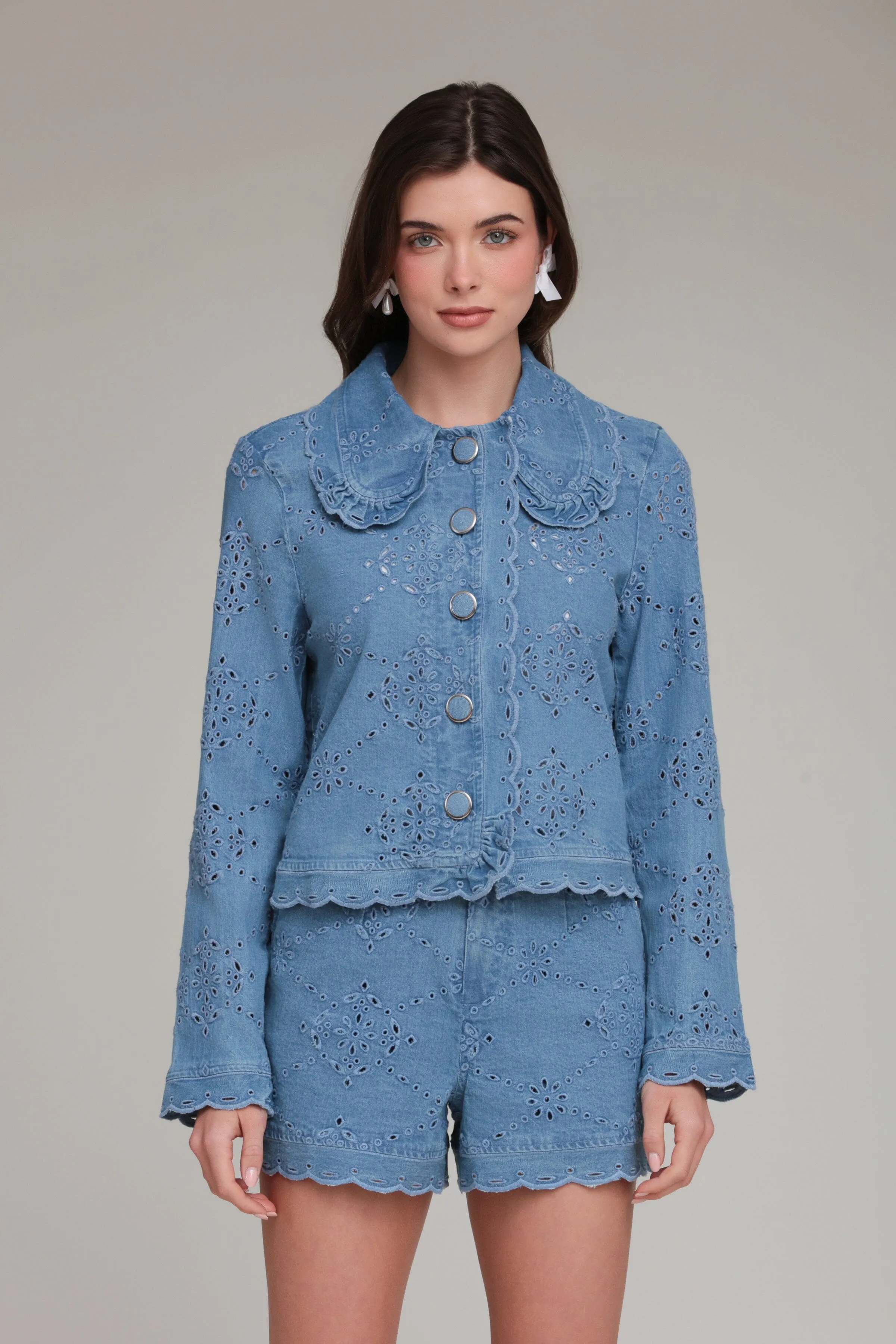 Embroidered Cotton Chambray Lady Jacket sold by Avec Les Filles product image thumbnail 3
