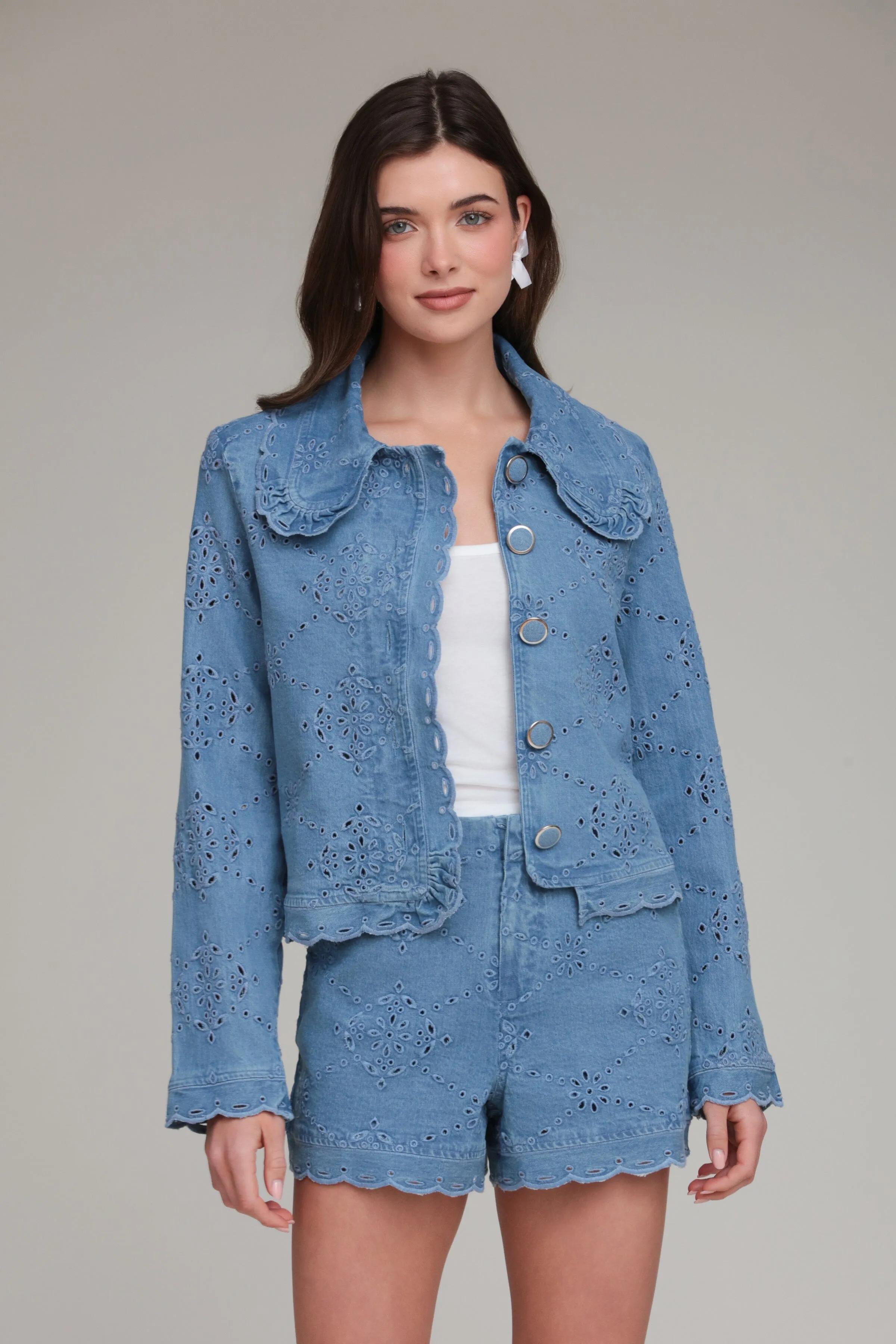 Embroidered Cotton Chambray Lady Jacket sold by Avec Les Filles product image thumbnail 2