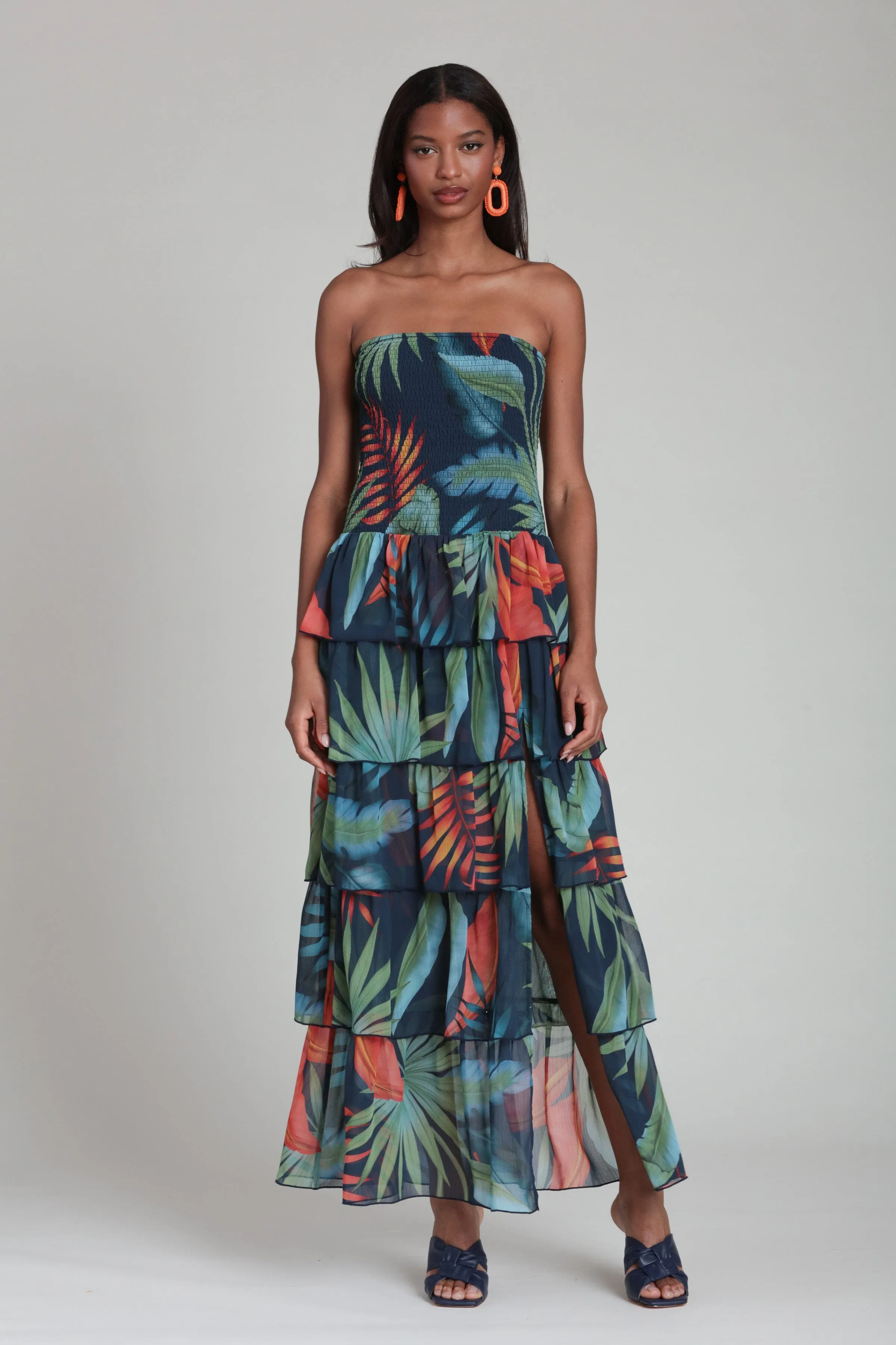 Tropical Tiered Strapless Maxi Dress sold by Avec Les Filles product image thumbnail 4