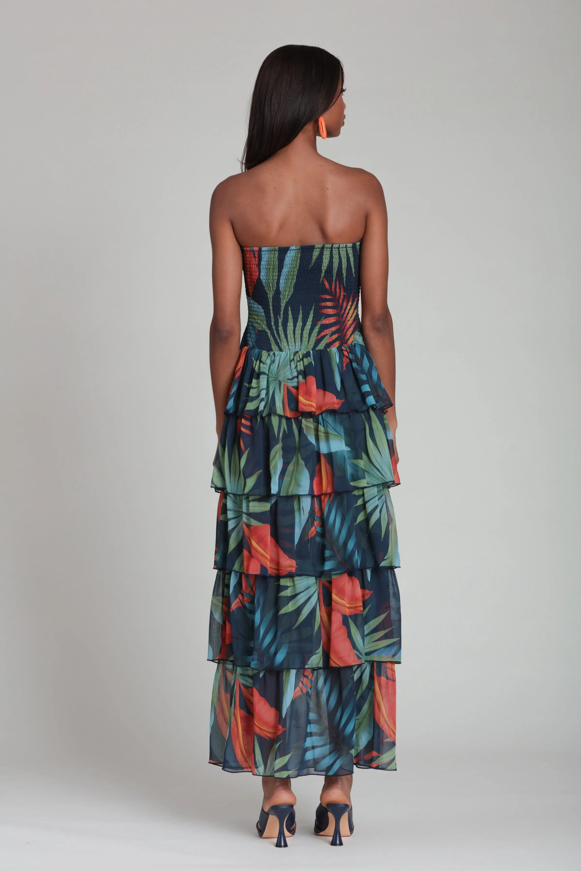 Tropical Tiered Strapless Maxi Dress sold by Avec Les Filles product image thumbnail 5