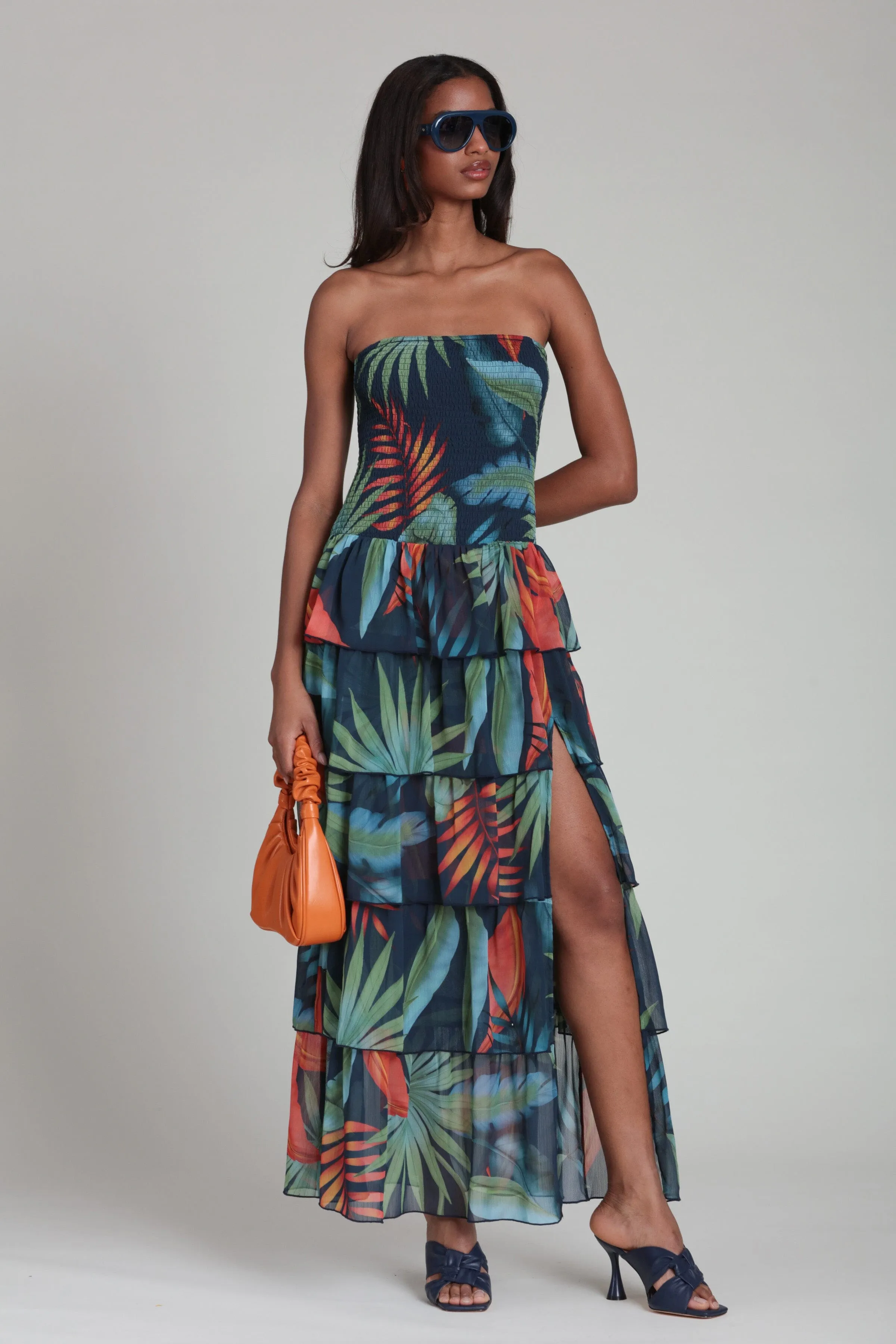 Tropical Tiered Strapless Maxi Dress sold by Avec Les Filles product image thumbnail 2