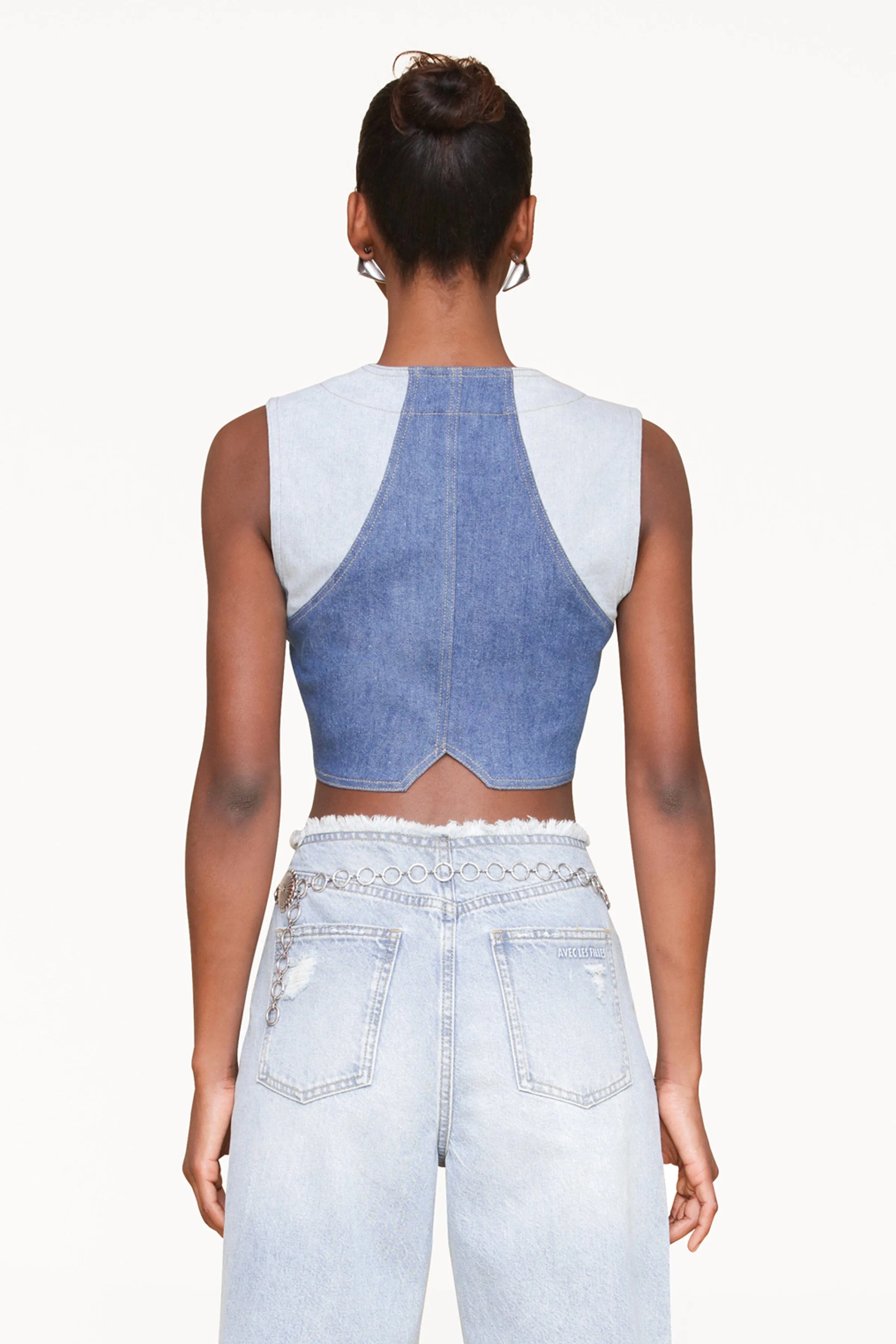 Two-Tone Denim Vest sold by Avec Les Filles product image thumbnail 5