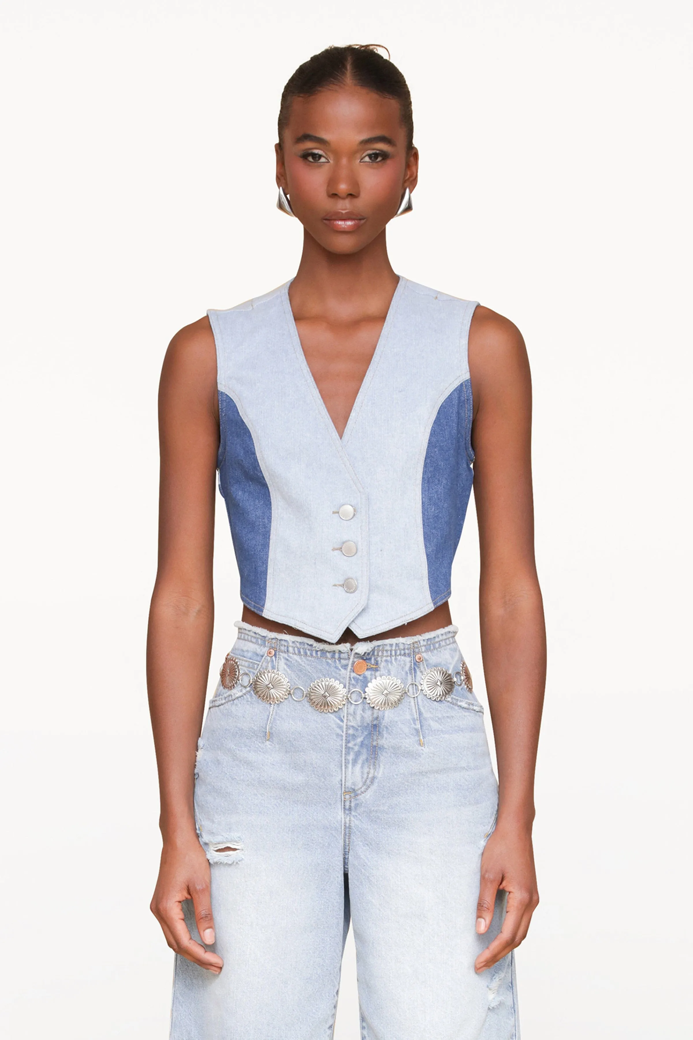 Two-Tone Denim Vest sold by Avec Les Filles product image thumbnail 3