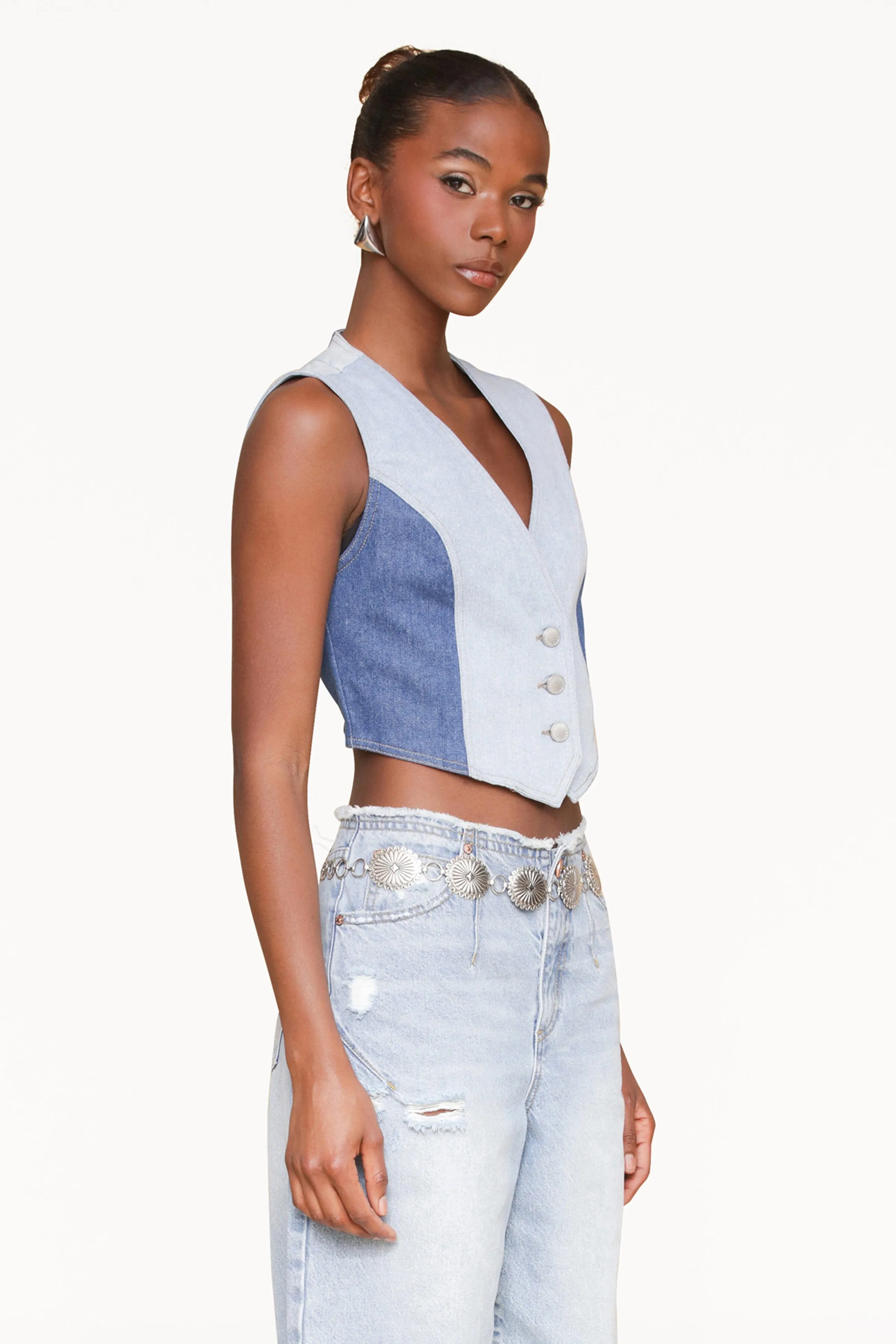 Two-Tone Denim Vest sold by Avec Les Filles product image thumbnail 4