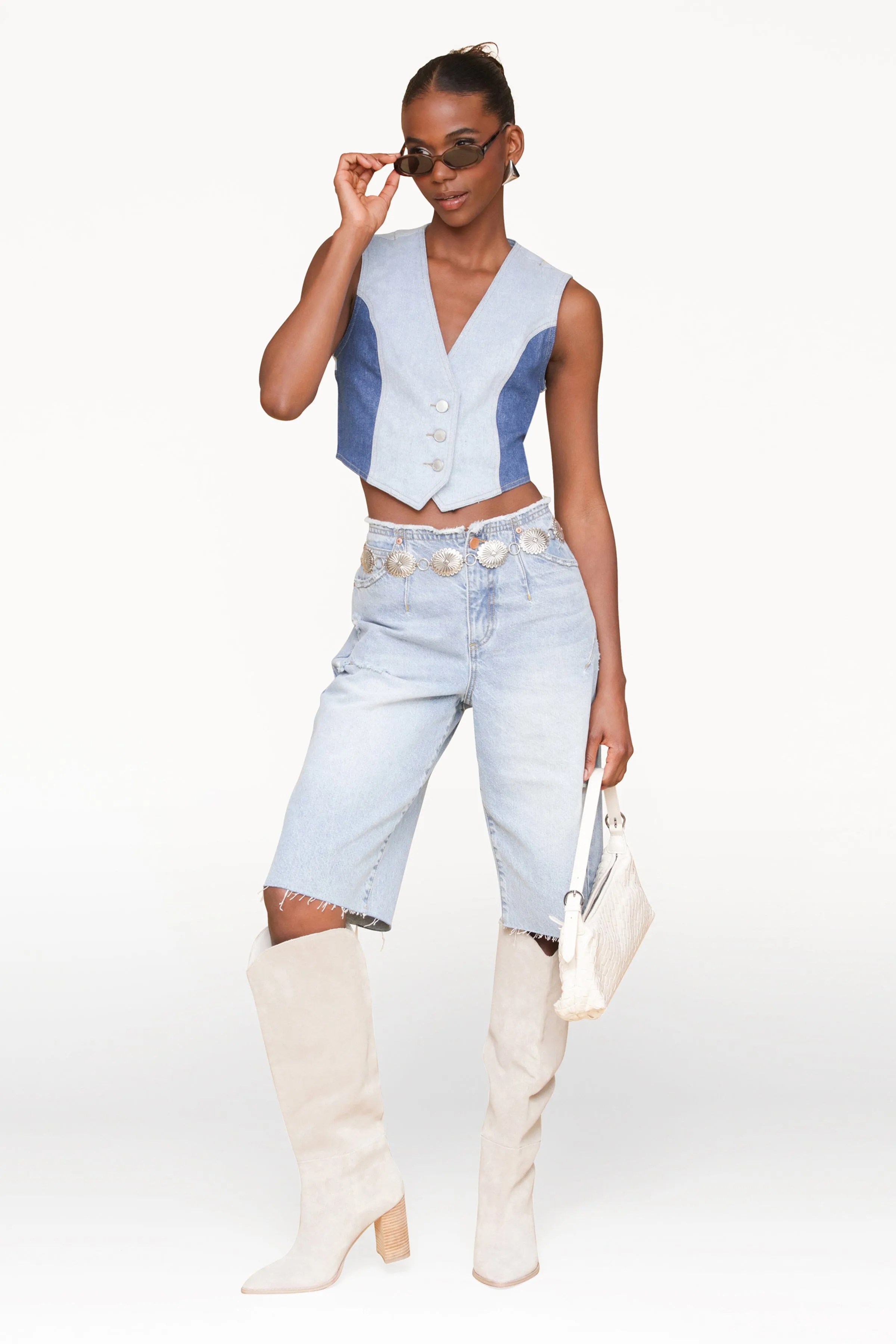 Two-Tone Denim Vest sold by Avec Les Filles product image thumbnail 2