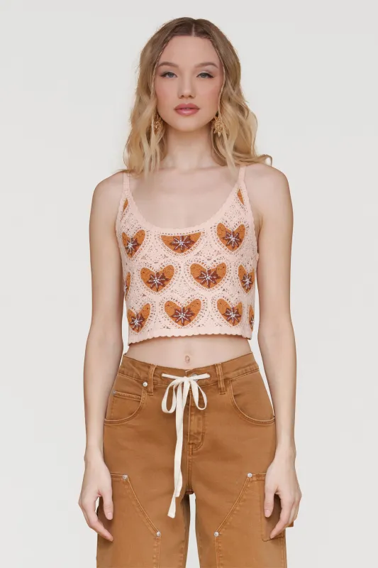 Crochet Cotton Blend Mixed Pattern Crop Top made by Avec Les Filles