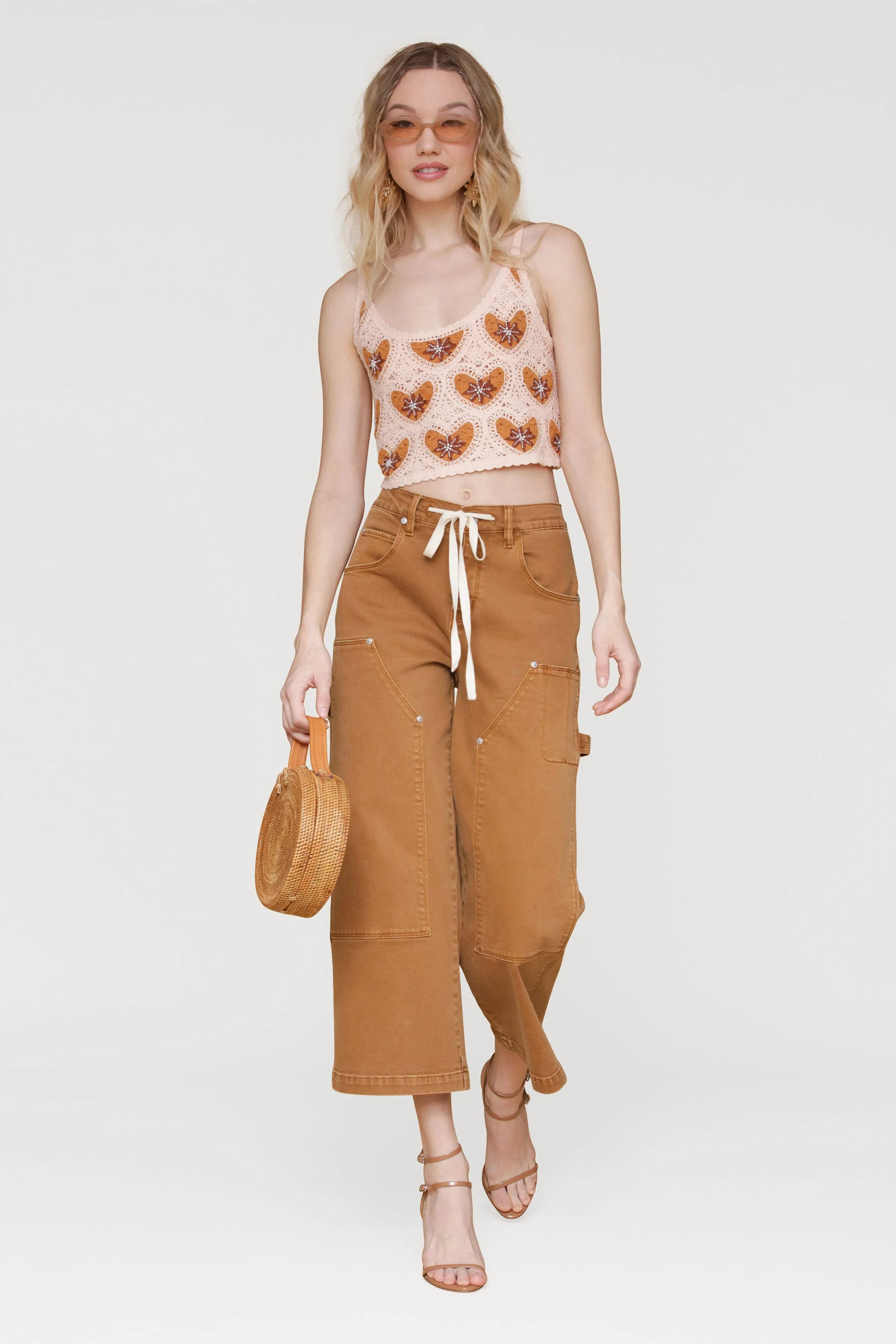 Crochet Cotton Blend Mixed Pattern Crop Top sold by Avec Les Filles product image thumbnail 2