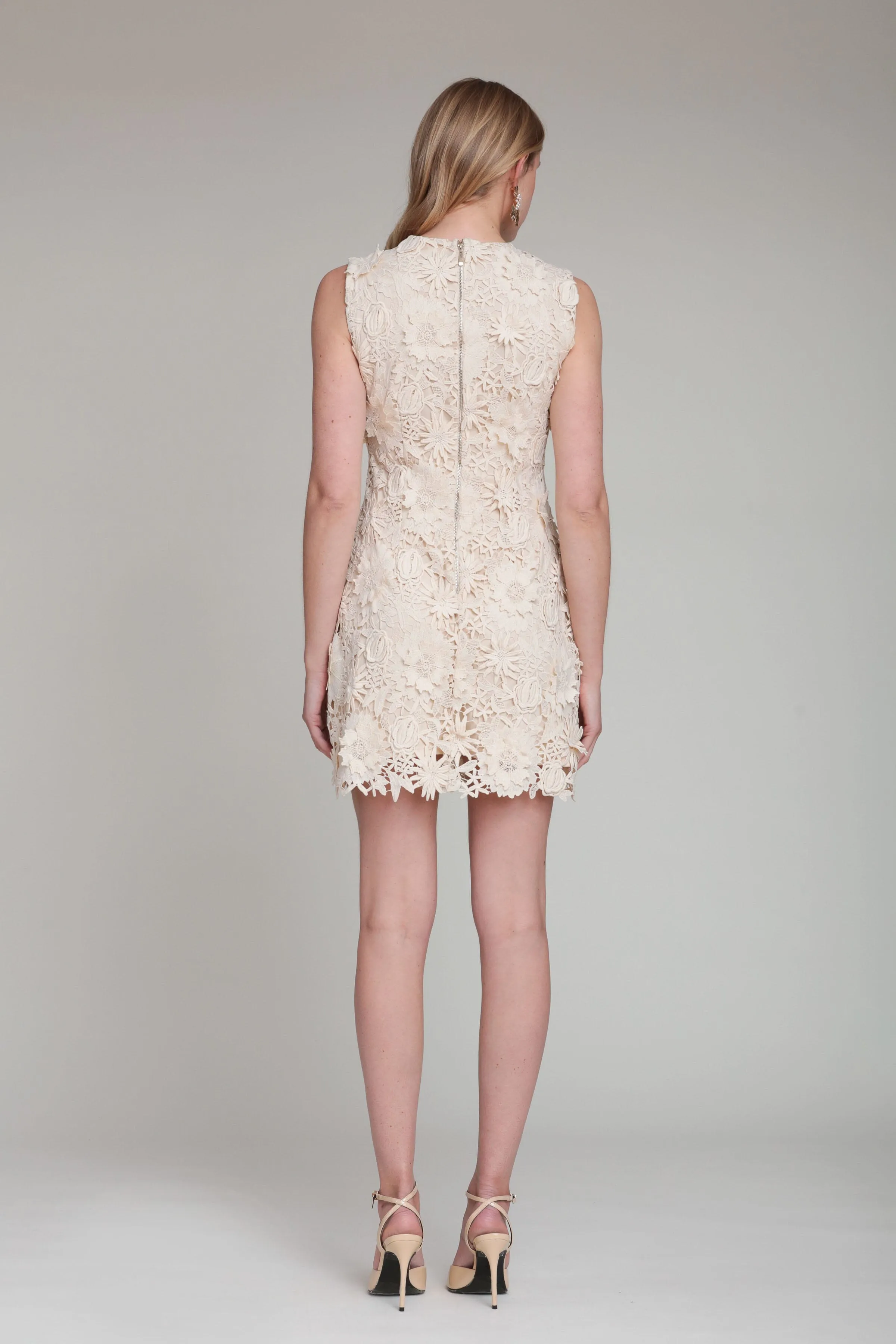 Sleeveless 3D Floral Lace Mini Dress sold by Avec Les Filles product image thumbnail 5