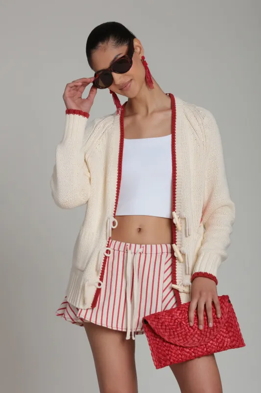 Cotton Lobster Intarsia Toggle Cardigan made by Avec Les Filles