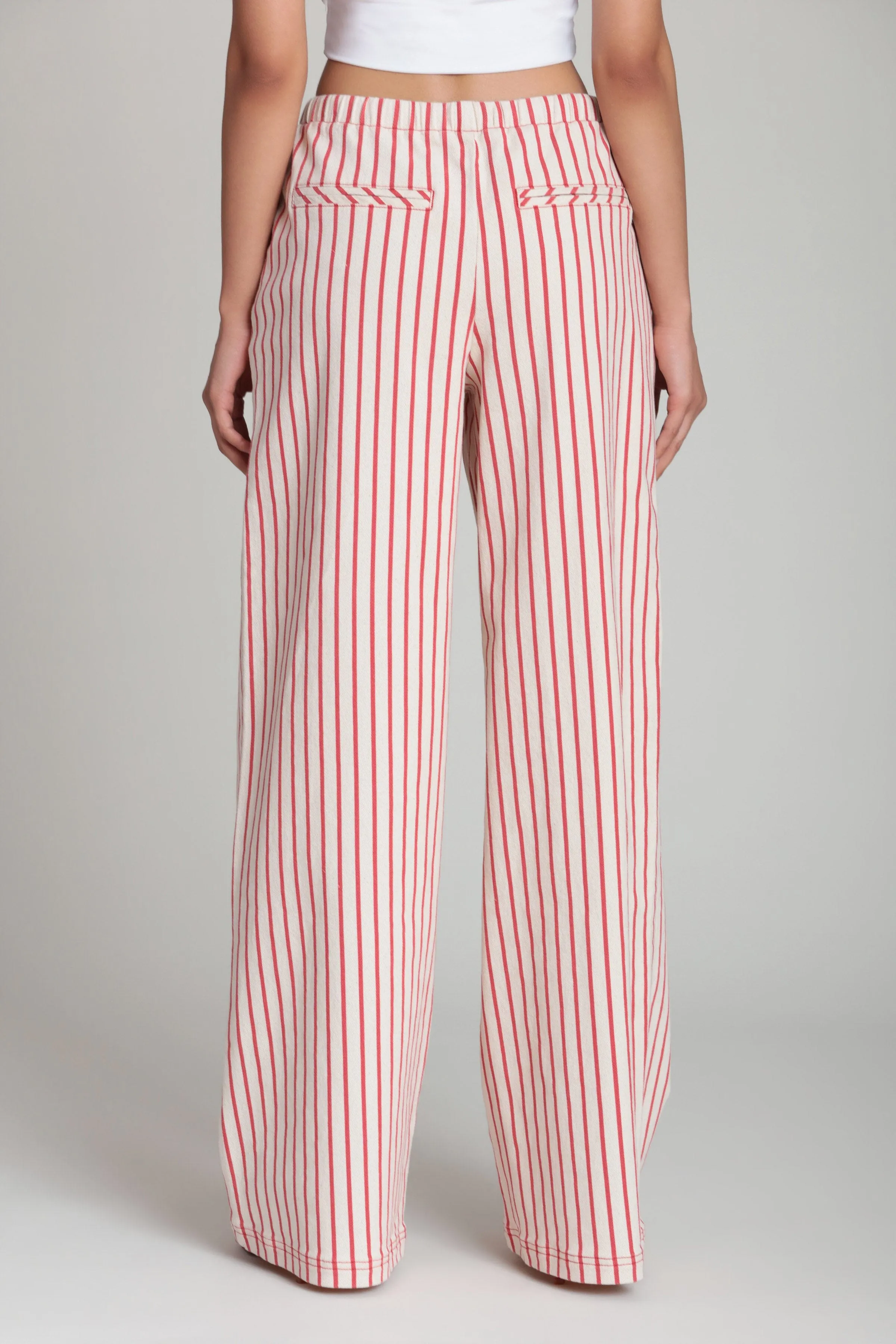 Striped Stretch Cotton Wide Leg Pants sold by Avec Les Filles product image thumbnail 4
