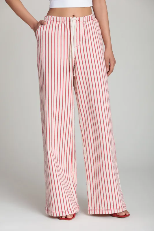 Striped Stretch Cotton Wide Leg Pants made by Avec Les Filles