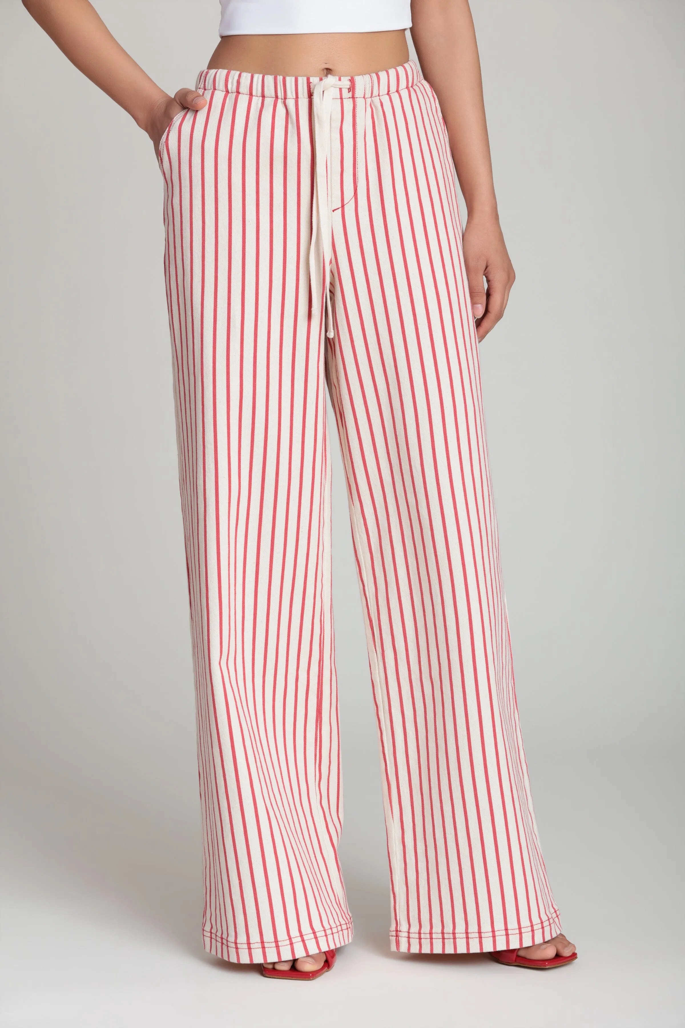 Striped Stretch Cotton Wide Leg Pants sold by Avec Les Filles