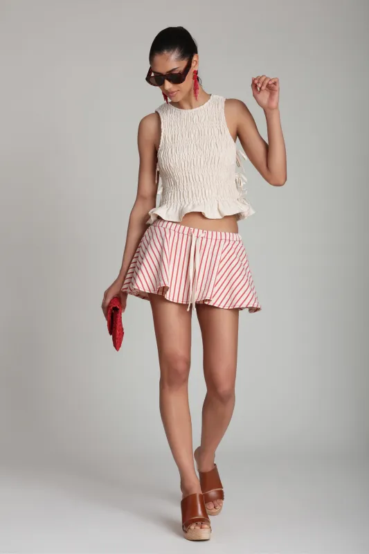 Striped Stretch Cotton Micro Skort made by Avec Les Filles