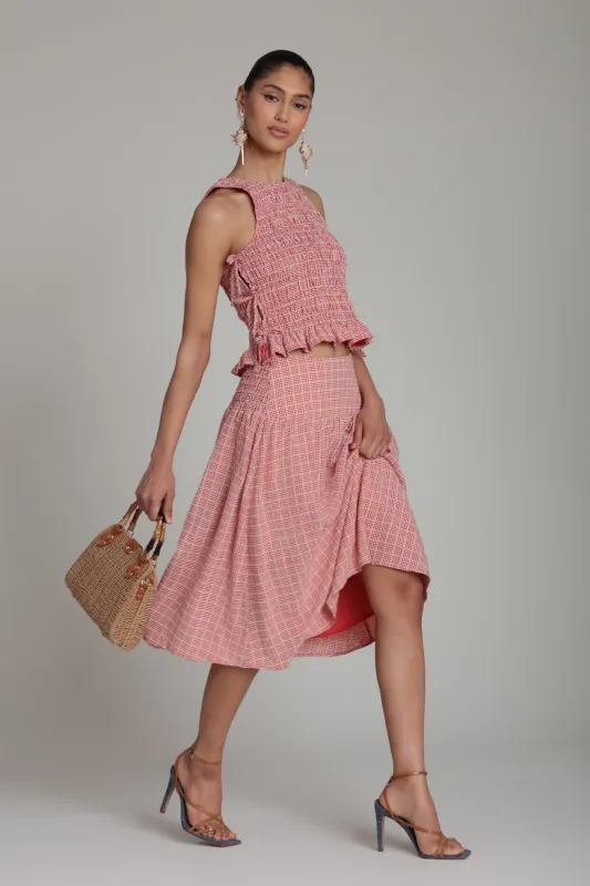 Gingham Seersucker Smocked Tank Top made by Avec Les Filles
