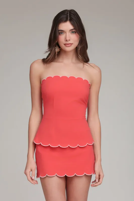 Scalloped Stretch Cotton Strapless Top made by Avec Les Filles