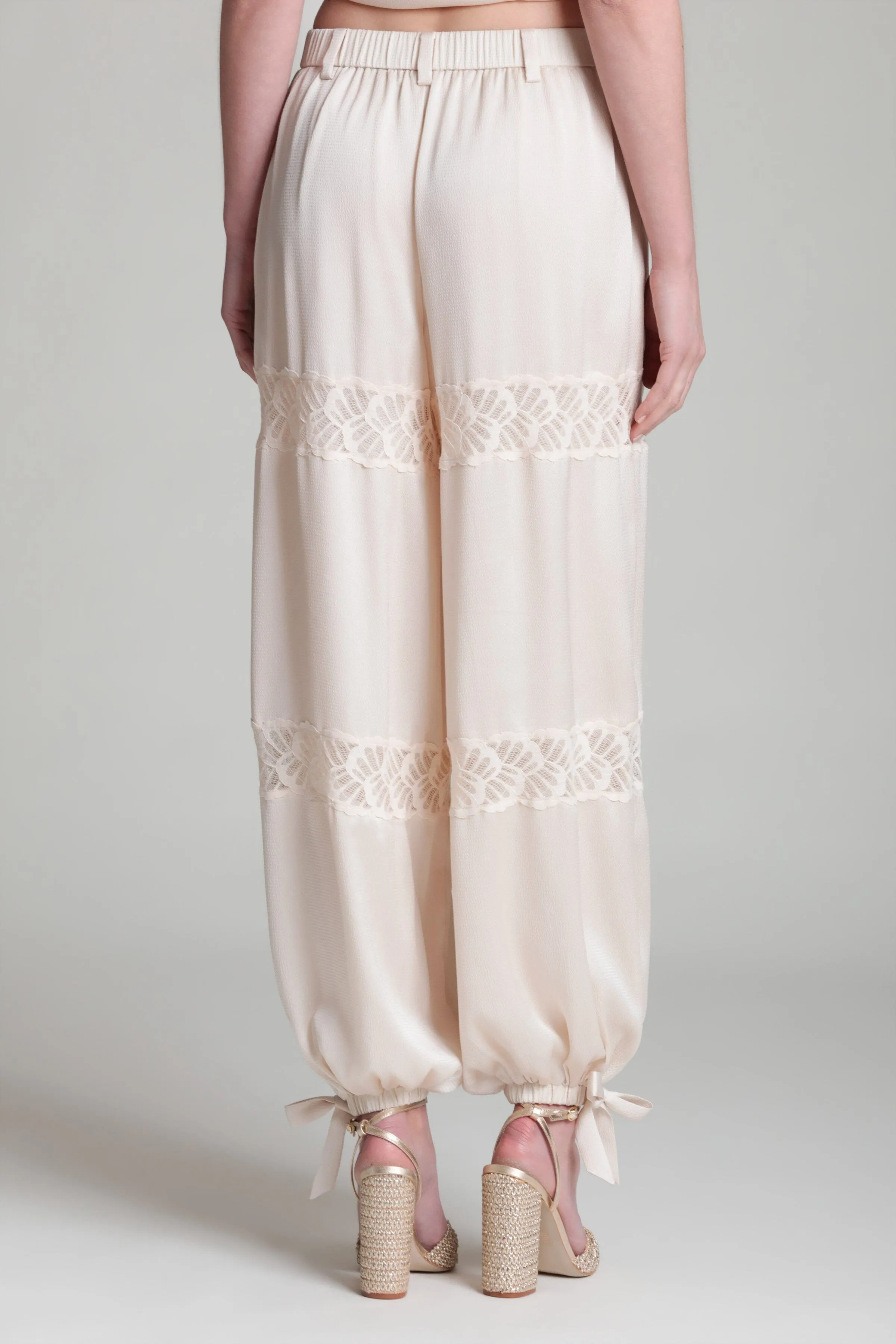 Satin Crepe Lace Trim Balloon Pant sold by Avec Les Filles product image thumbnail 3