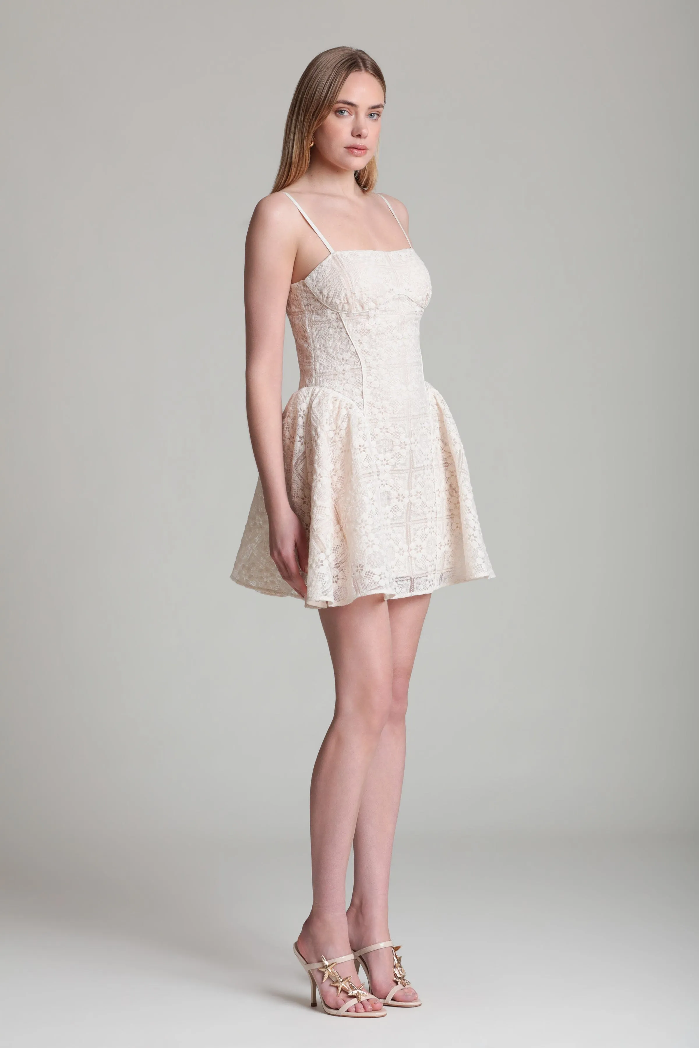 Cotton Tile Embroidered Mini Dress sold by Avec Les Filles product image thumbnail 3